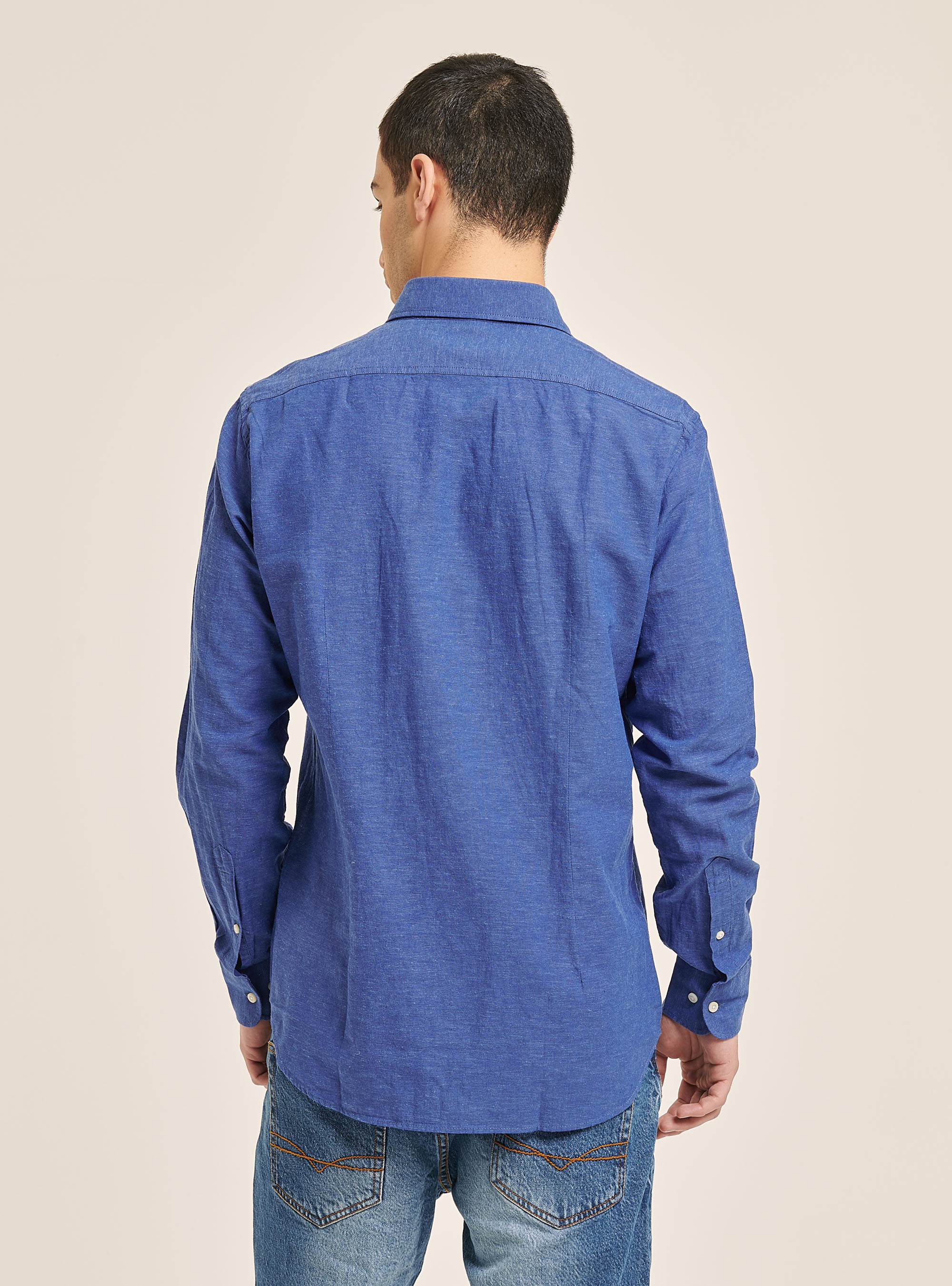 Plain linen shirt with long sleeves, C2227 ROYALE