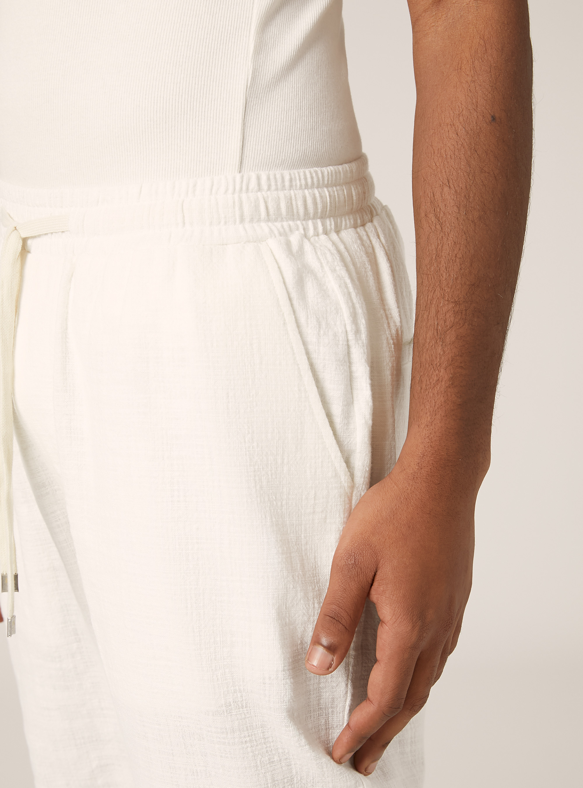 Cotton pants with drawstring waistband, WH2 WHITE