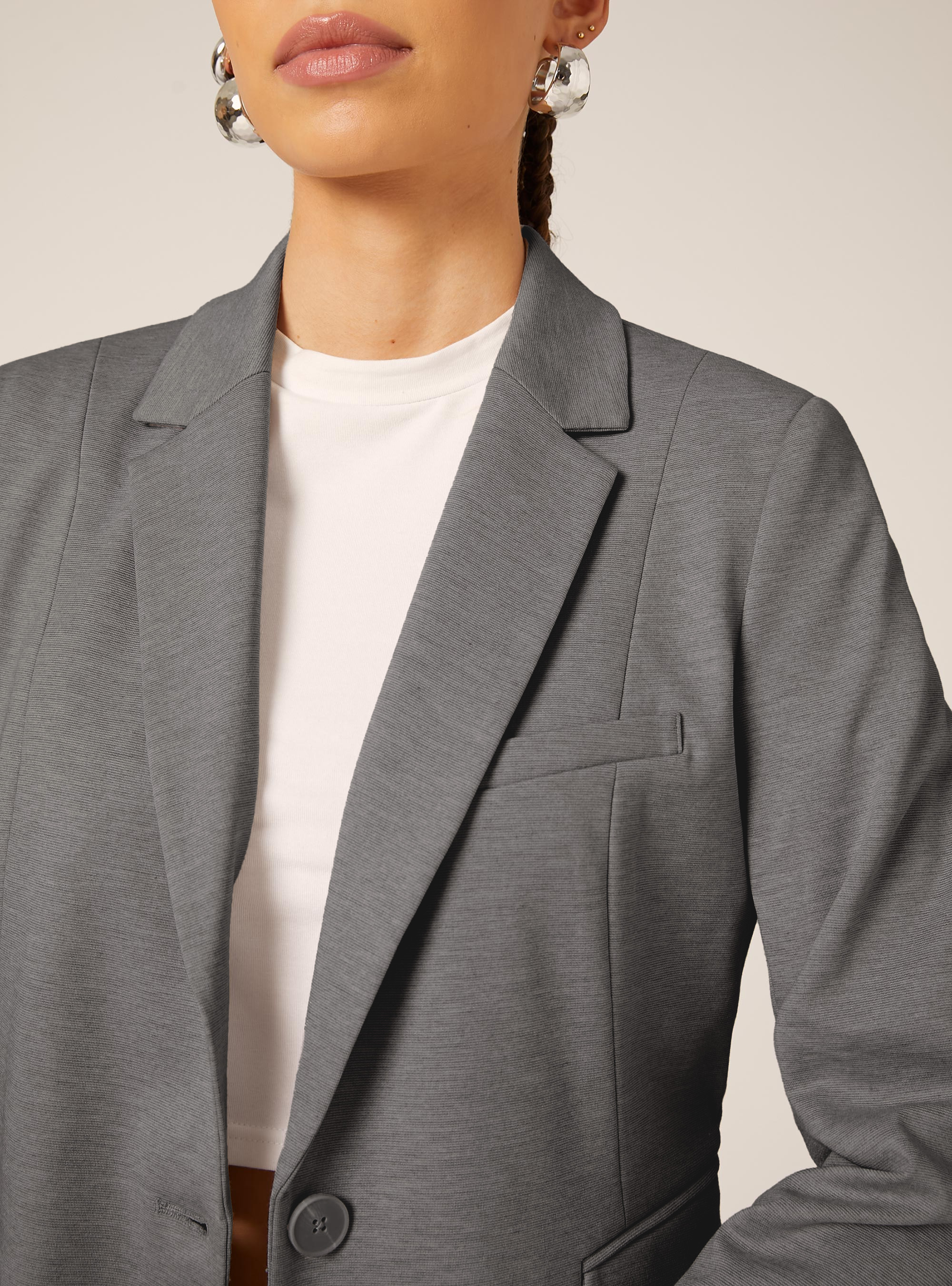 Blazer morbido in jersey, MGY1 GREY MEL DARK