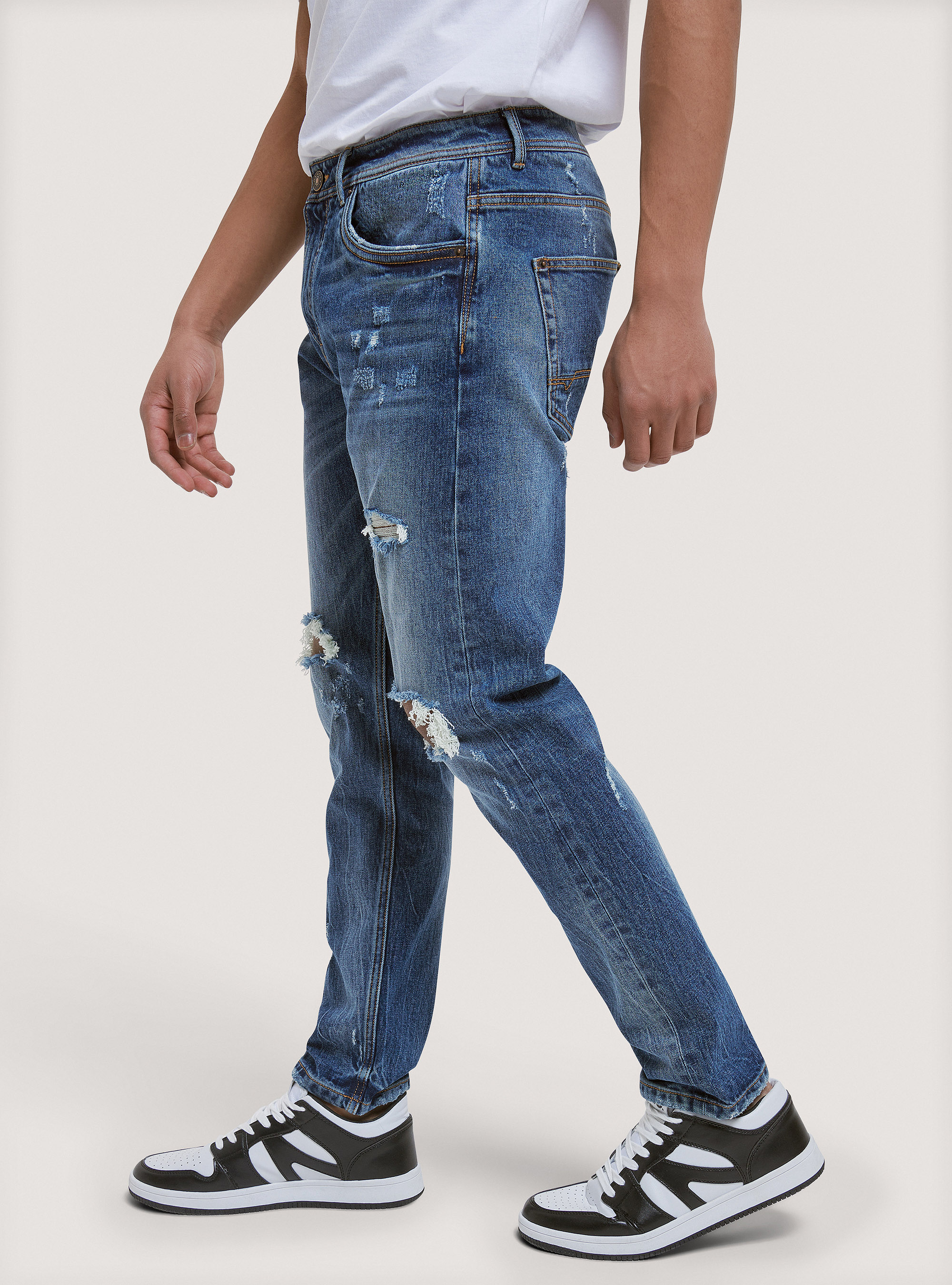 Slim Fit Cotton Jeans, D002 MEDIUM DARK BLUE