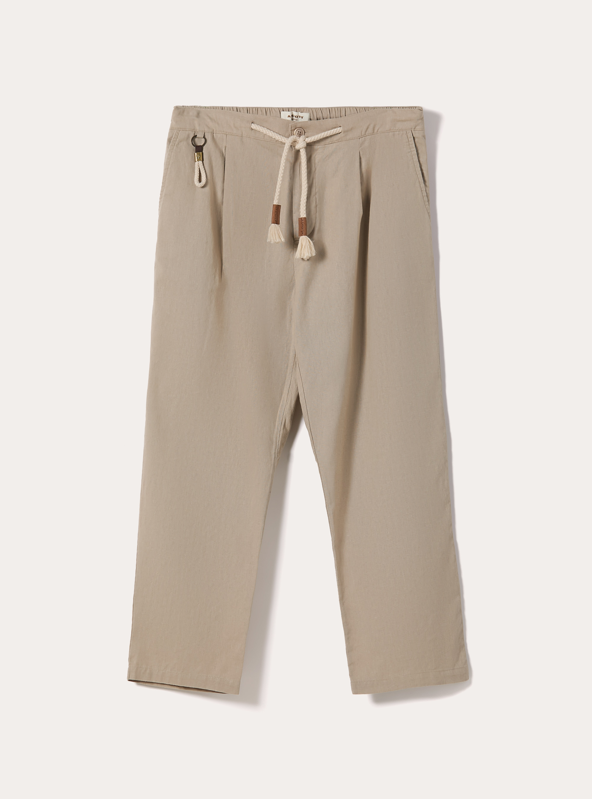 Pantaloni misto lino con coulisse, BG3 BEIGE LIGHT