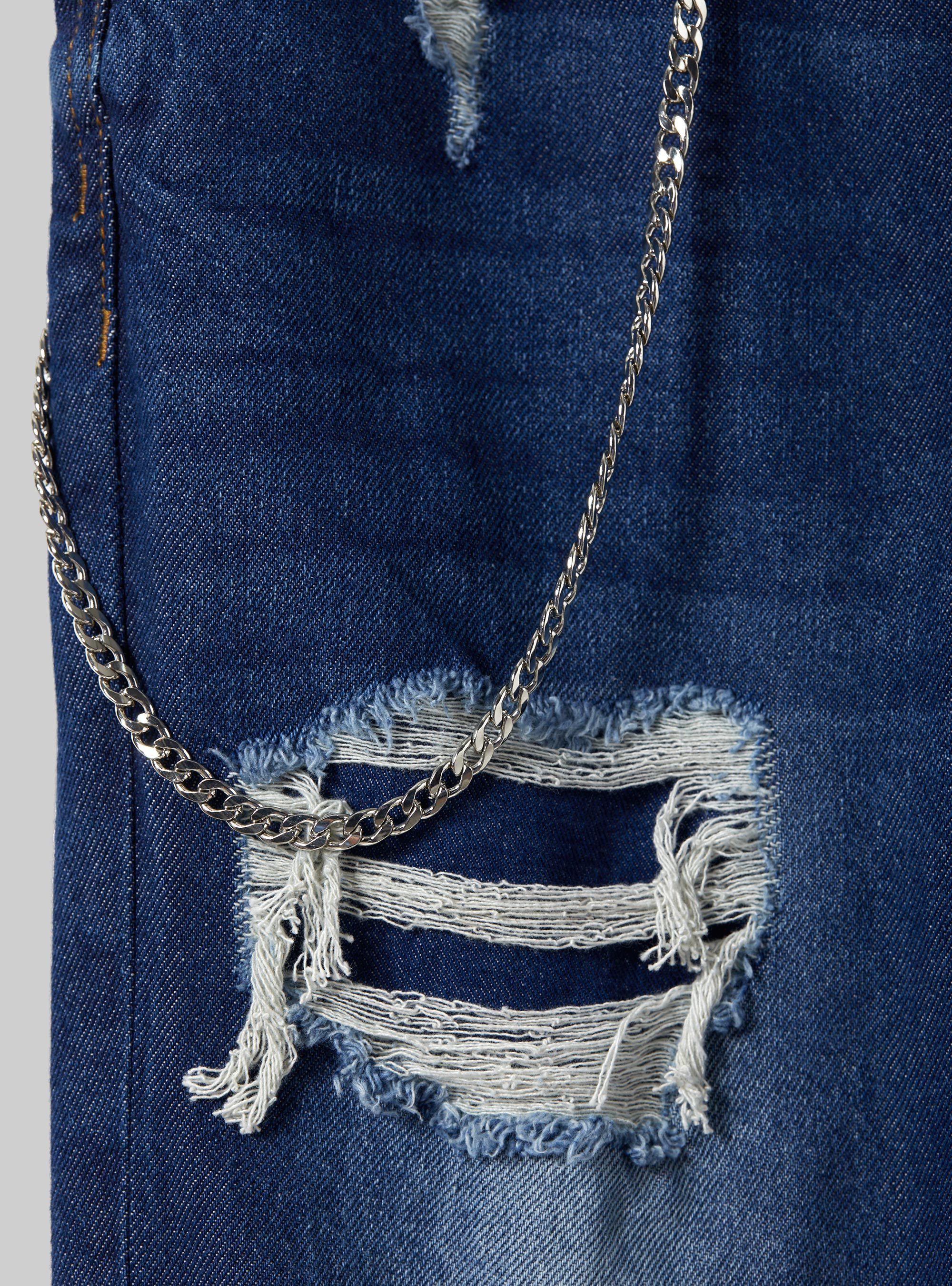 Relaxed fit jeans with tears, D002 MEDIUM DARK BLUE