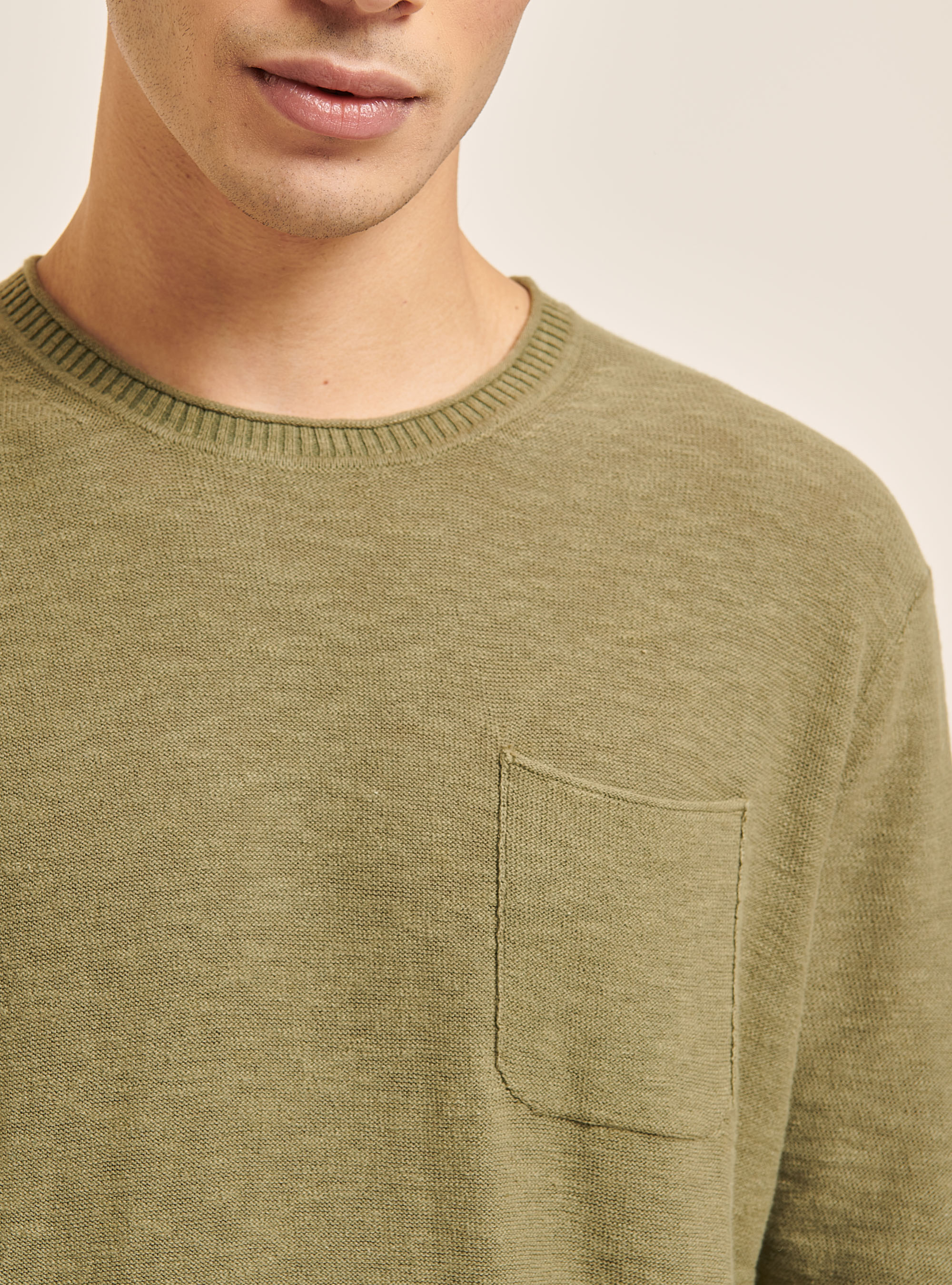 Pullover with roll neck and breast pocket, KY2 KAKY MEDIUM