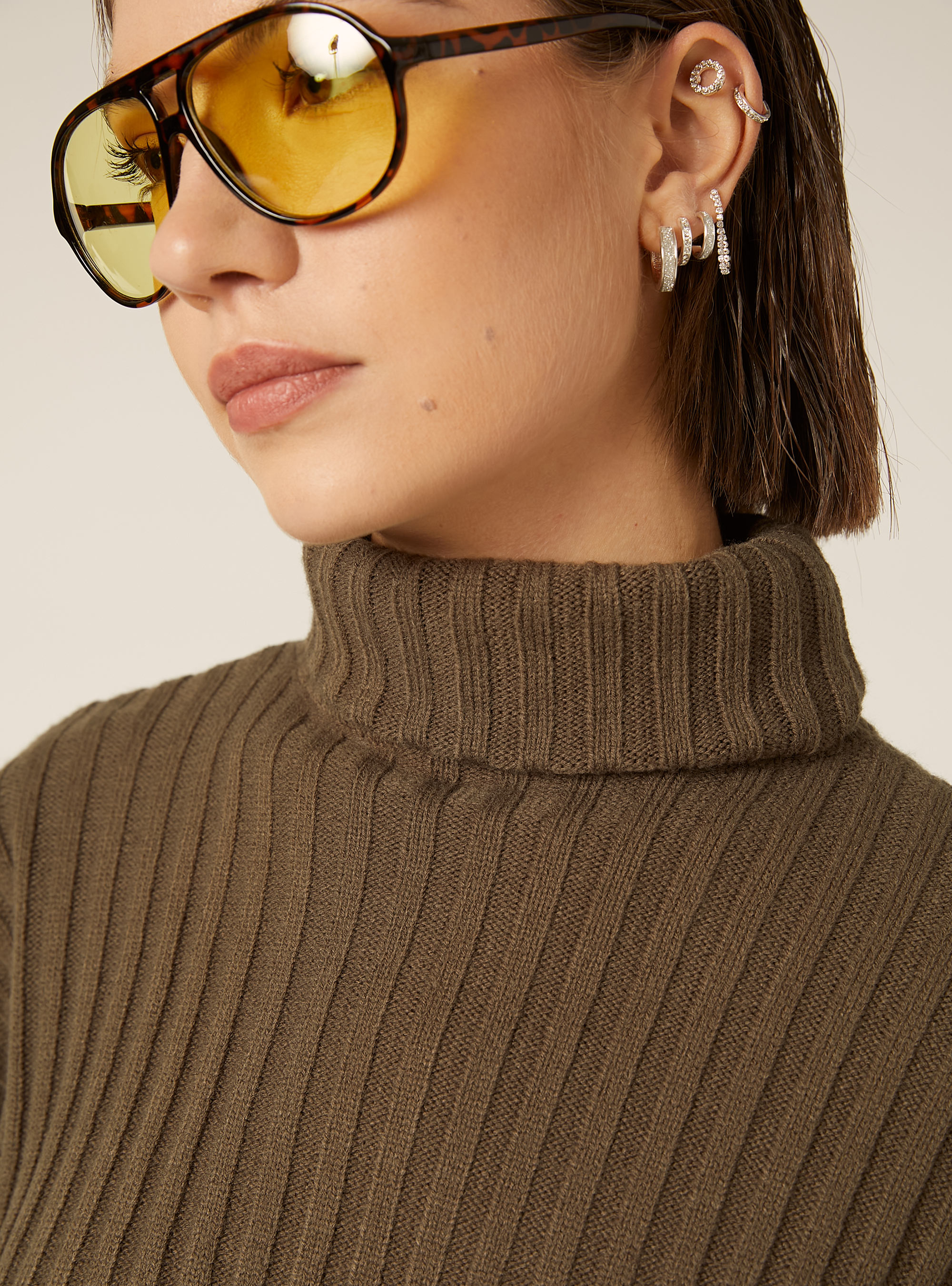 Cropped high-neck pullover, KY2 KAKY MEDIUM