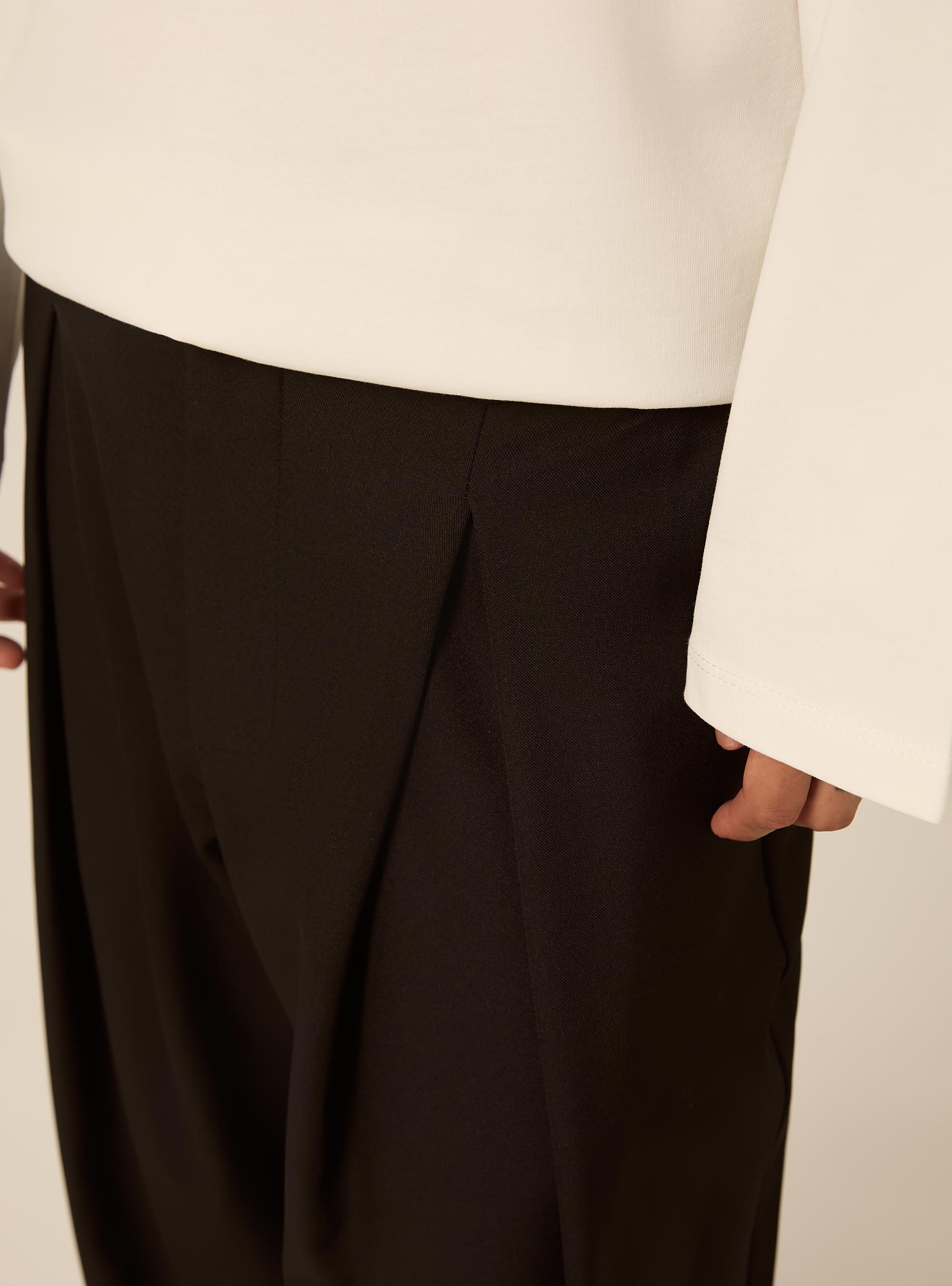 Pantaloni baggy con piega, BK1 BLACK