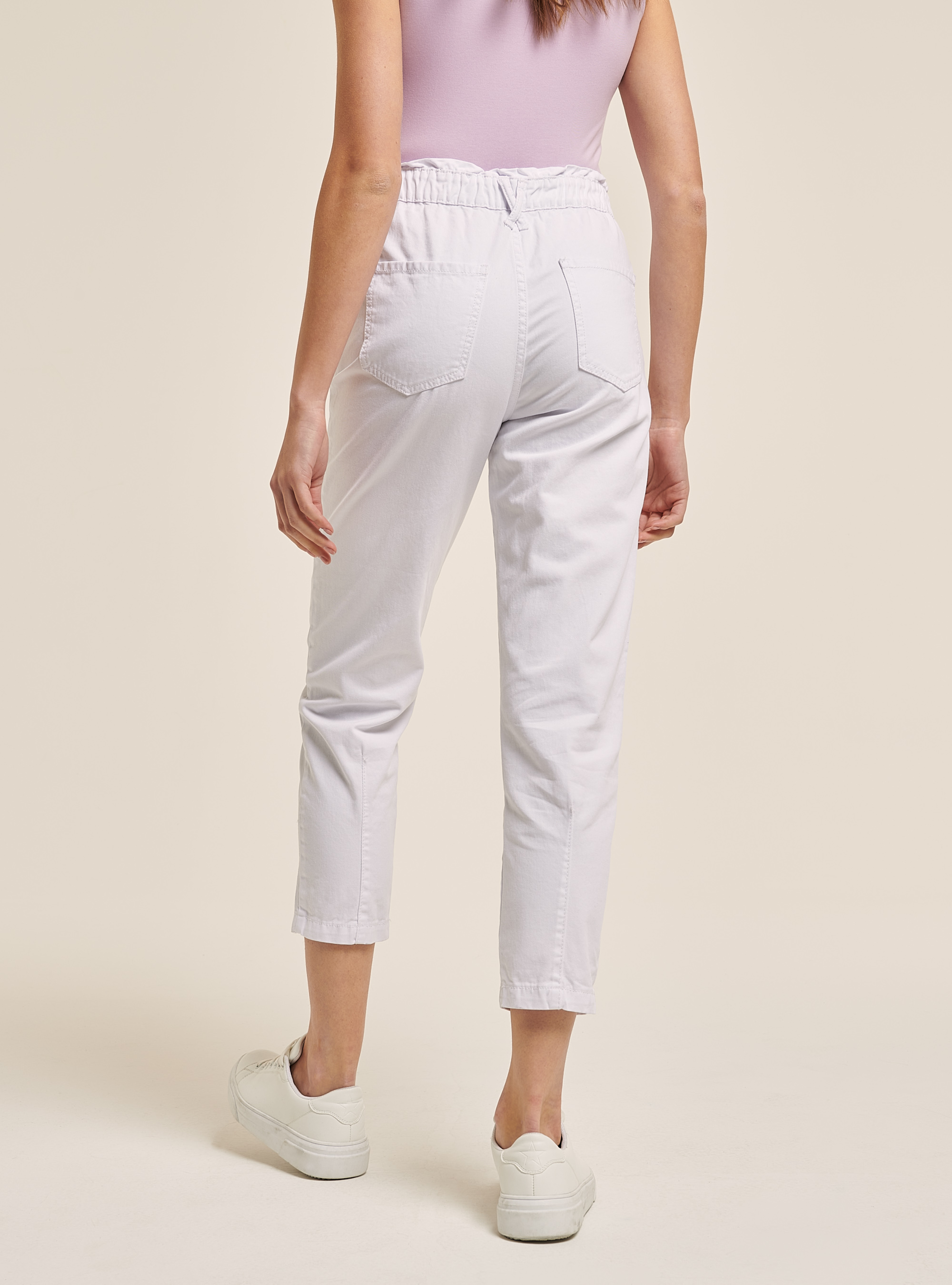 Cotton baggy trousers, WHITE