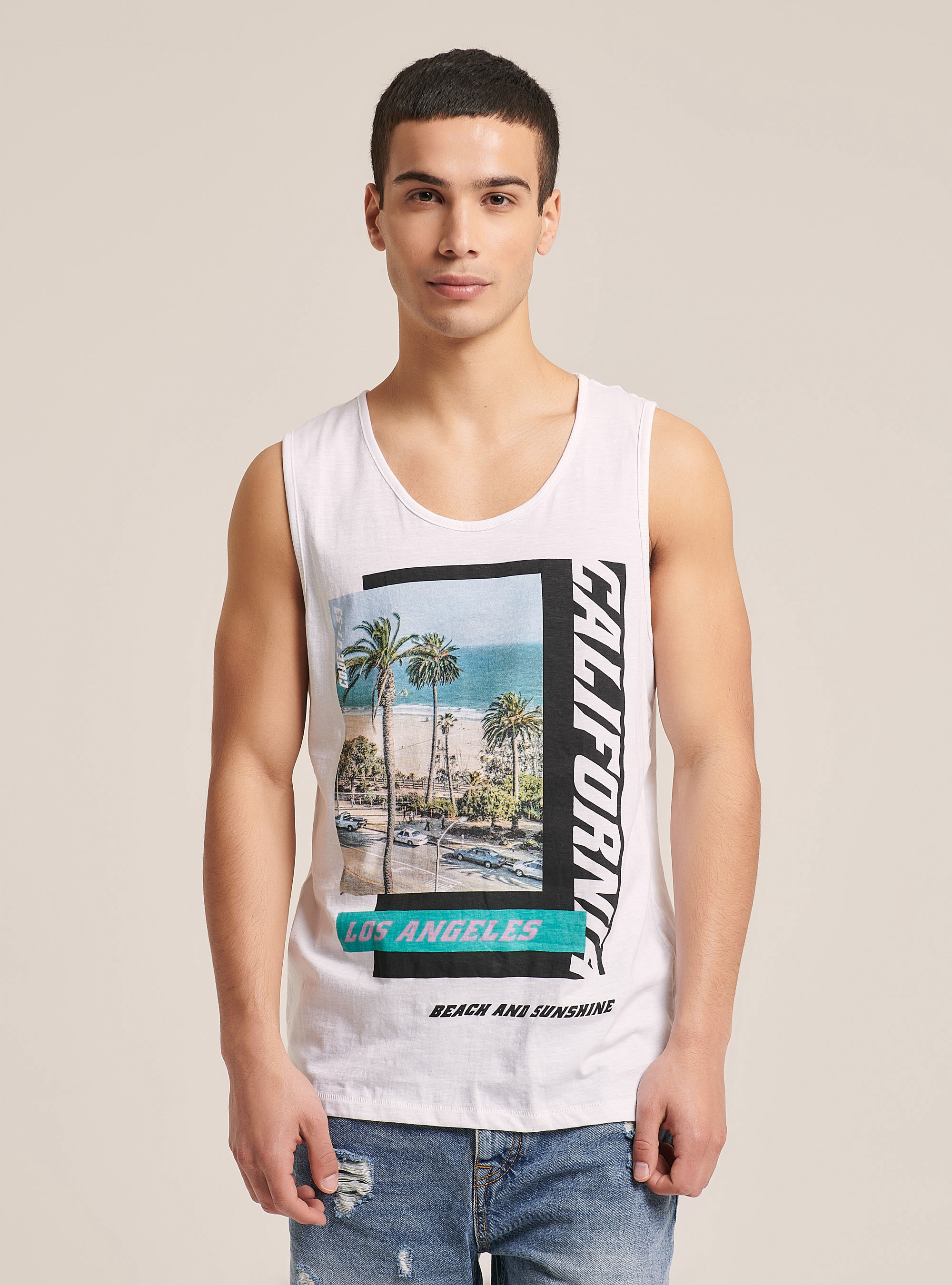 Tanktop mit Aufdruck City, C099 WHITE