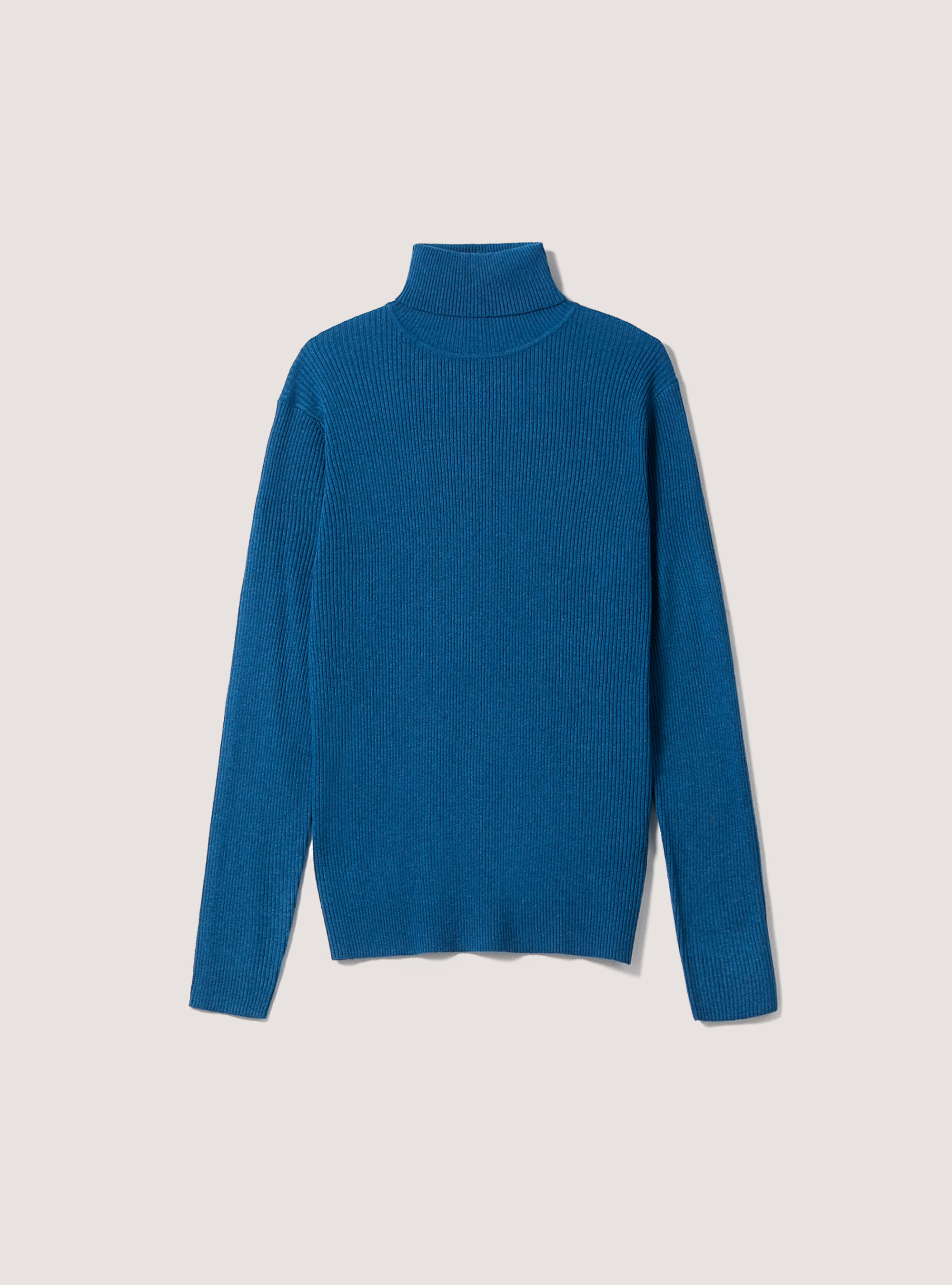 Ribbed turtleneck pullover, OB2 BLUE OIL MED.