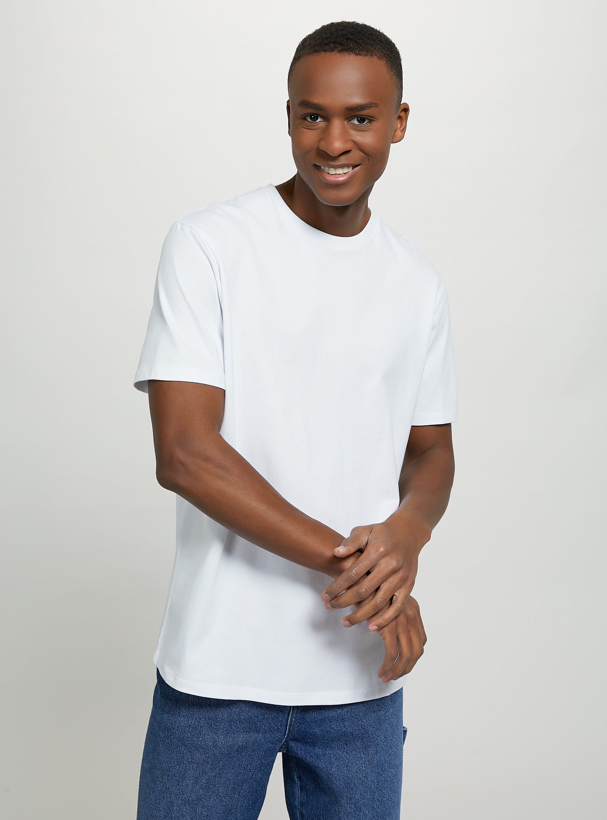 Camiseta de algodón con cuello redondo, WH2 WHITE