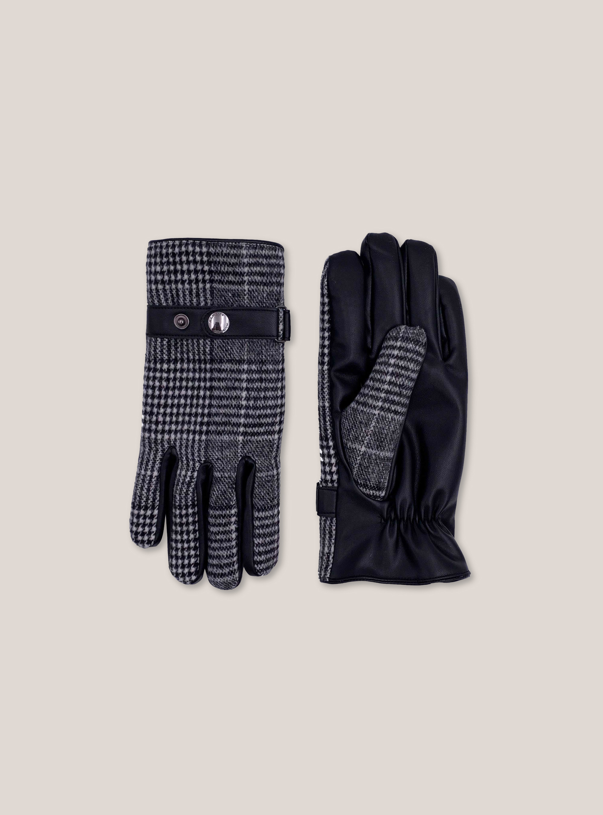 Guanti a quadri con bottoni, MULTICOLOR