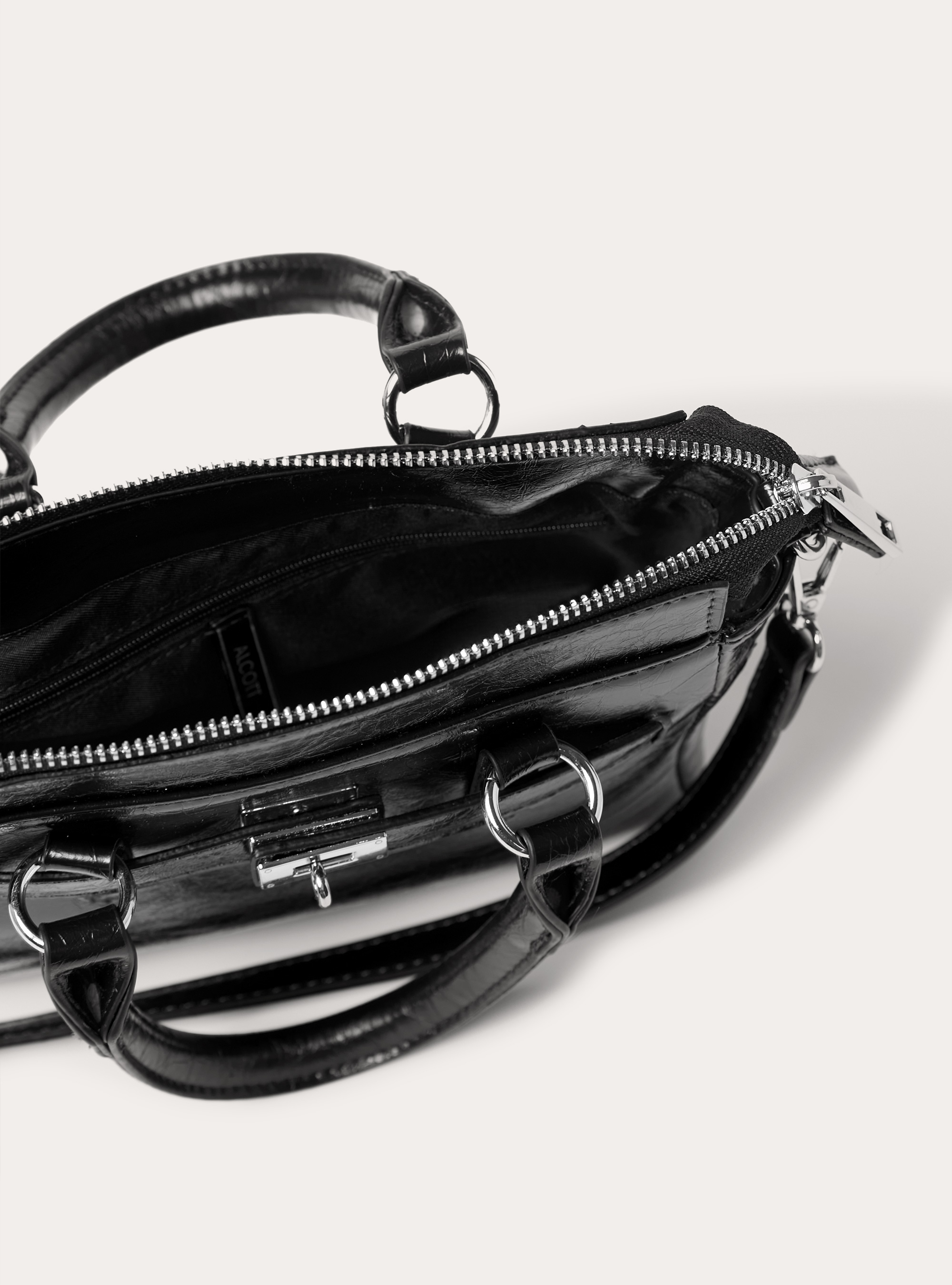 Mini sac en cuir avec bandoulière, BK1 BLACK