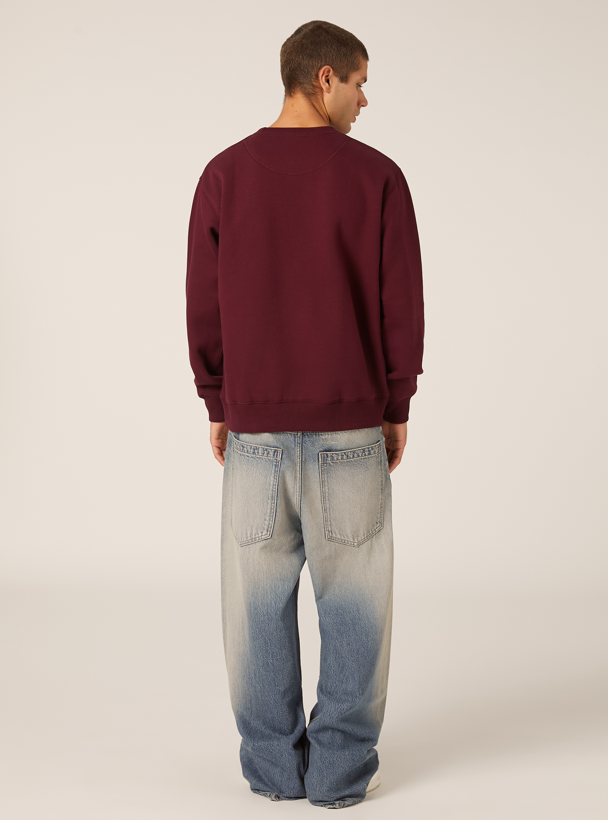 Solid color crew neck sweatshirt, BO1 BORDEAUX DARK