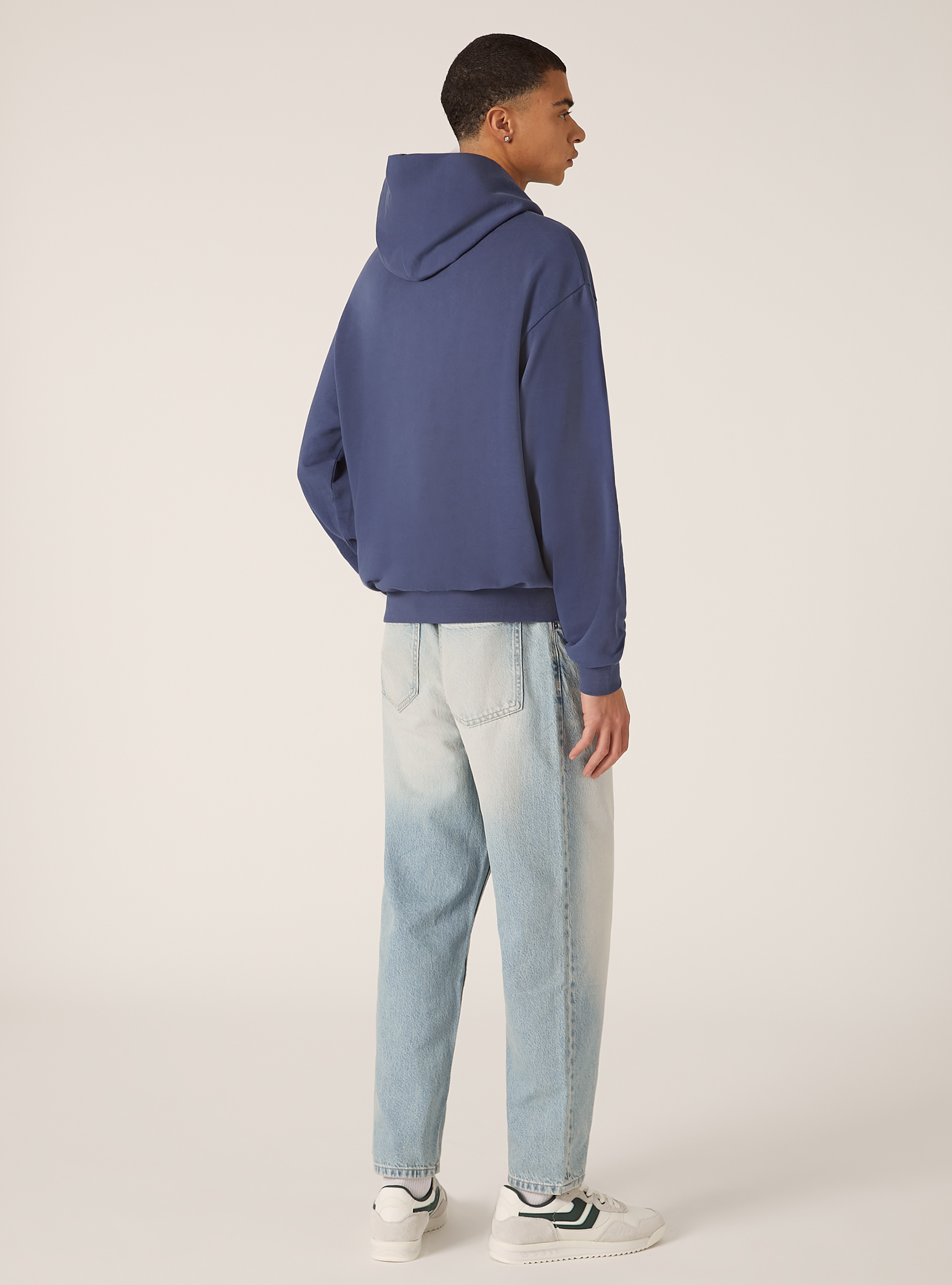 Boxy Fit Hooded Sweatshirt, BL3 BLUE LIGHT