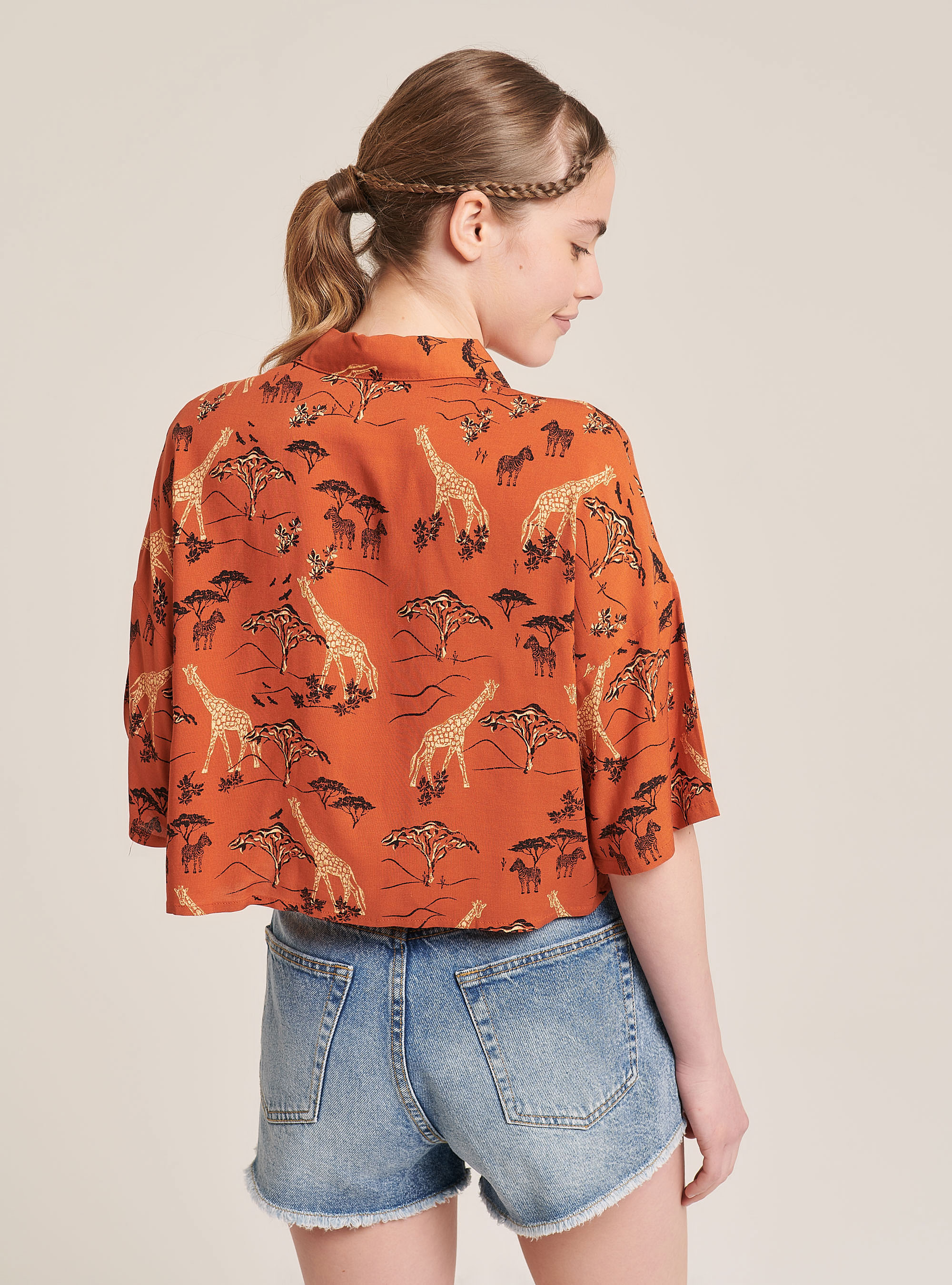 Safari print cropped shirt, SAFARI