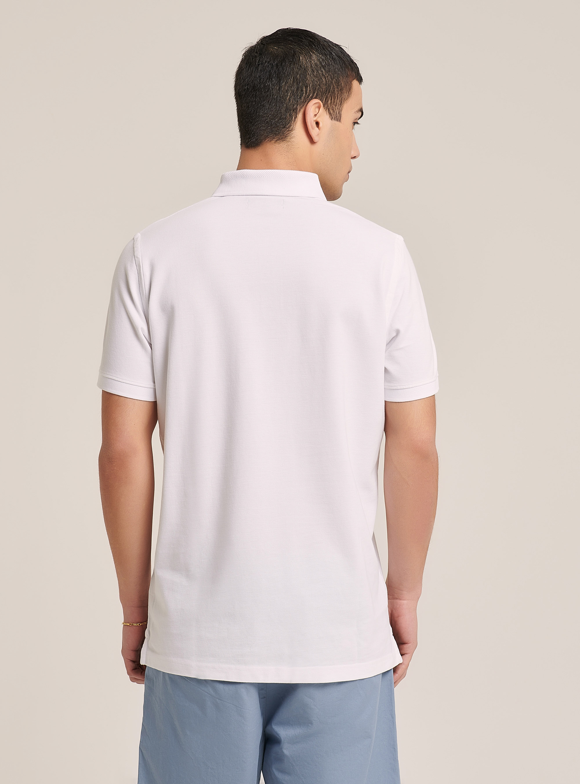 Basic cotton polo shirt, WHITE