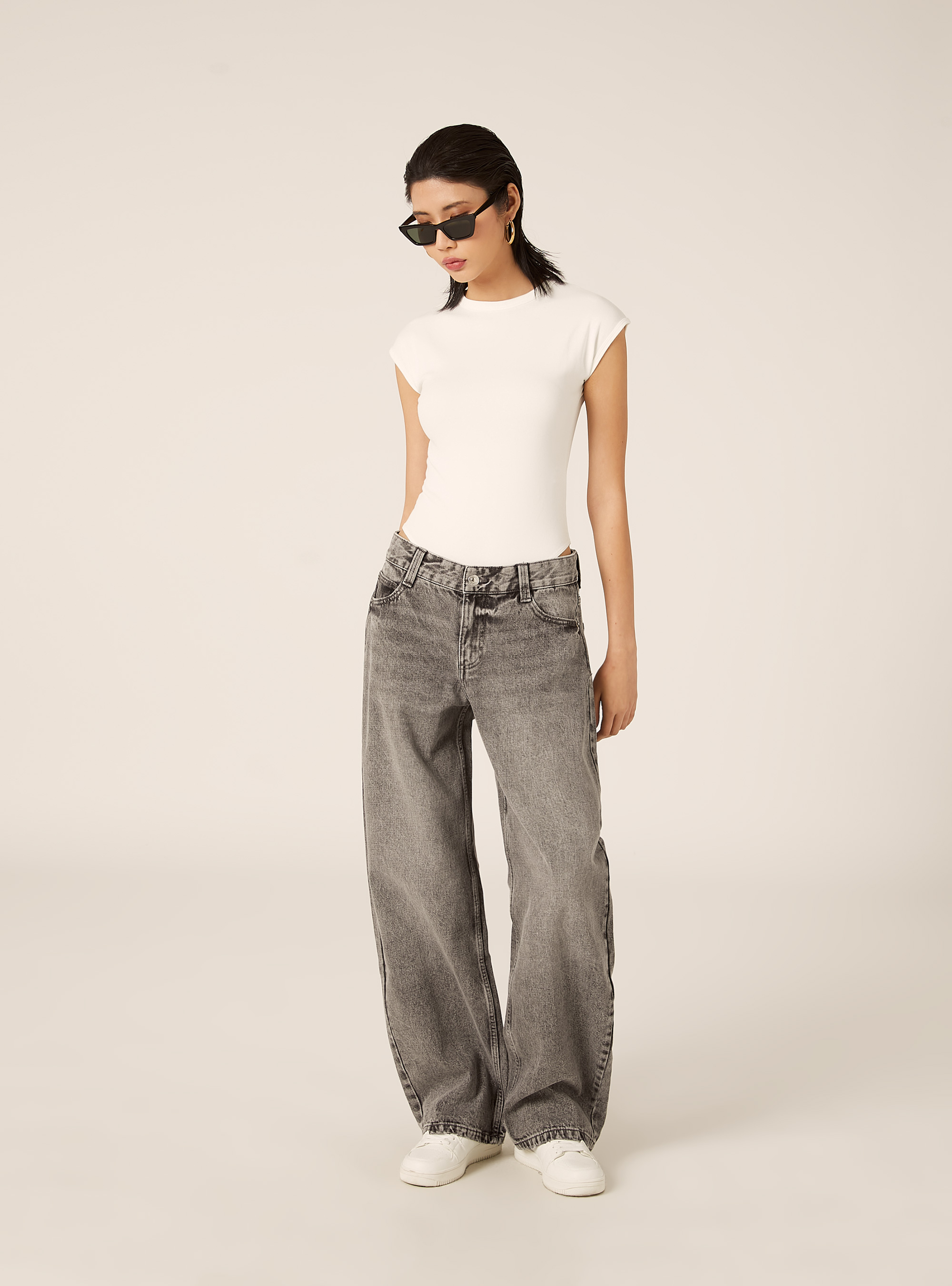 Jeans baggy barrel, D00G GREY