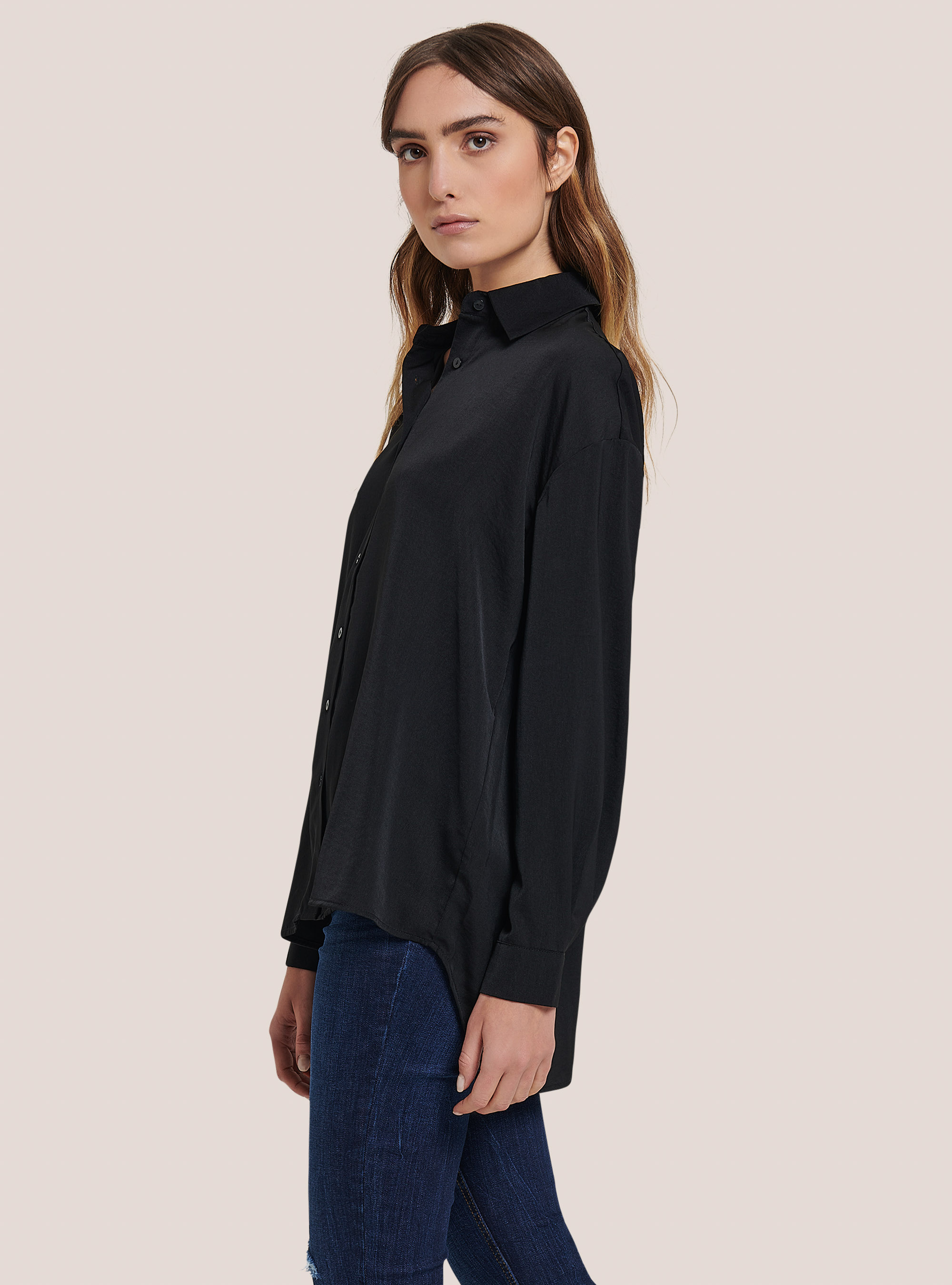 Satin shirt, BK1 BLACK