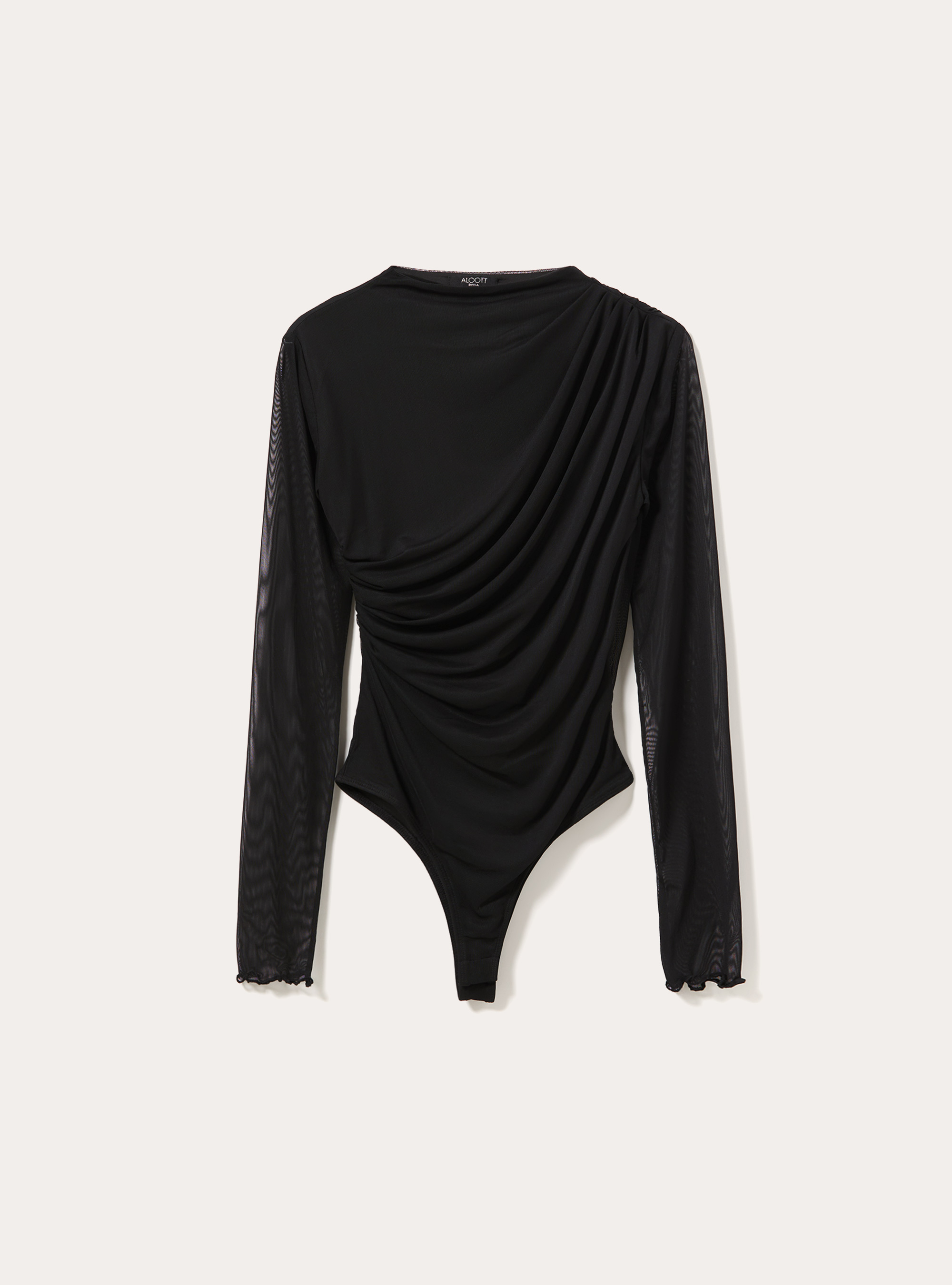 Body in tulle con arriccio, BK1 BLACK
