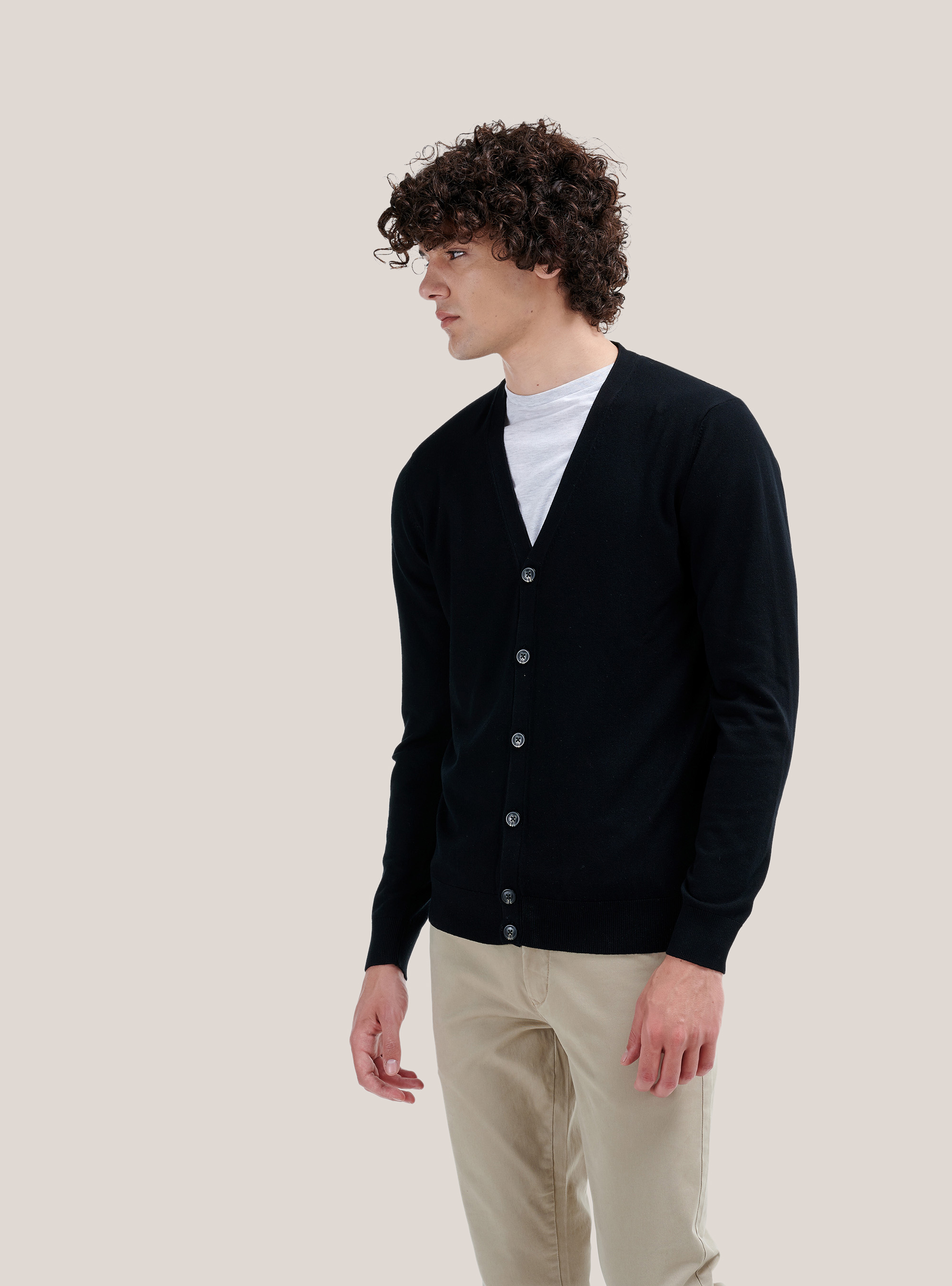 Jersey tipo cárdigan con botones, NEGRO