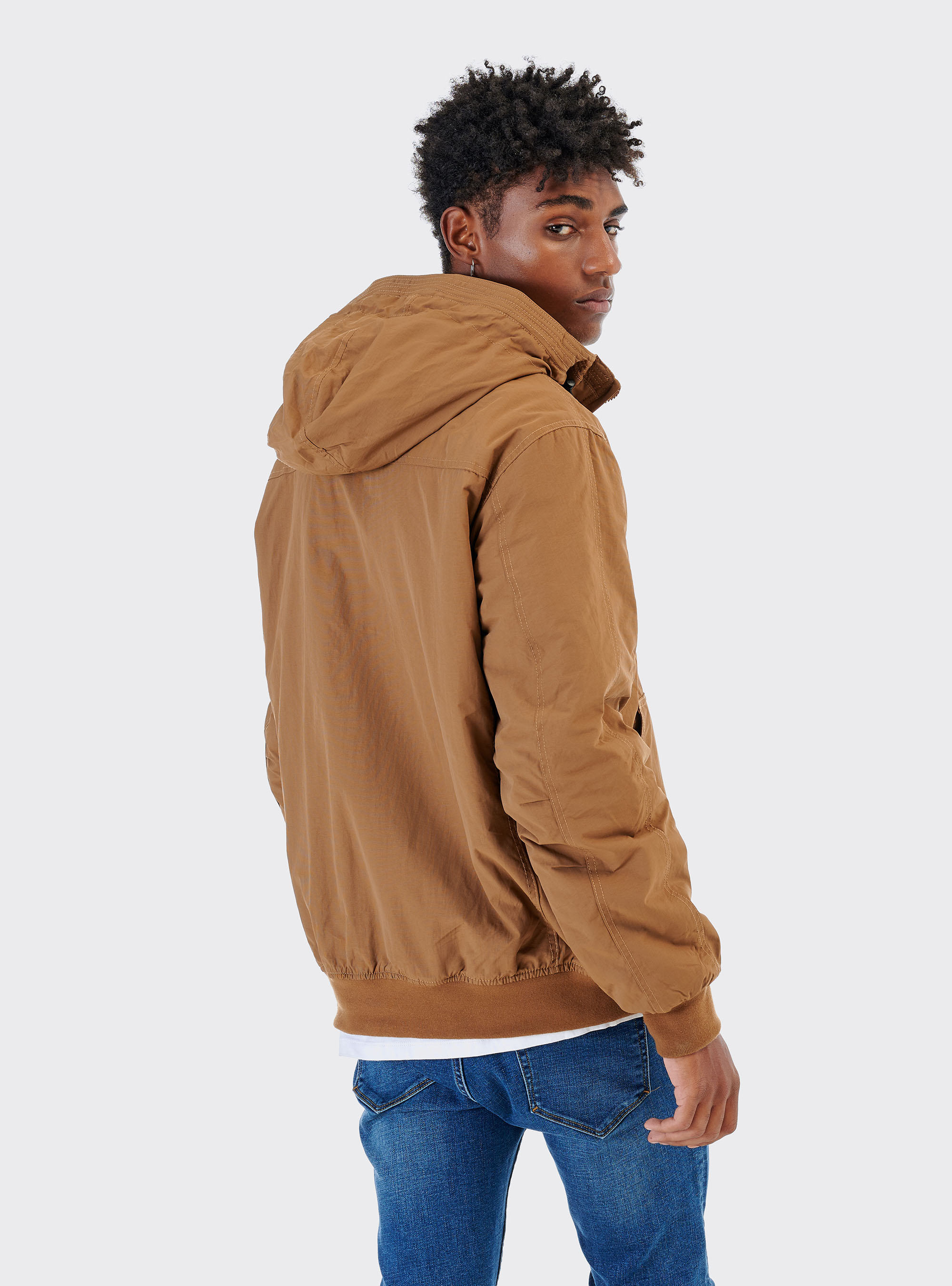 Giubbotto con cappuccio, TABACCO