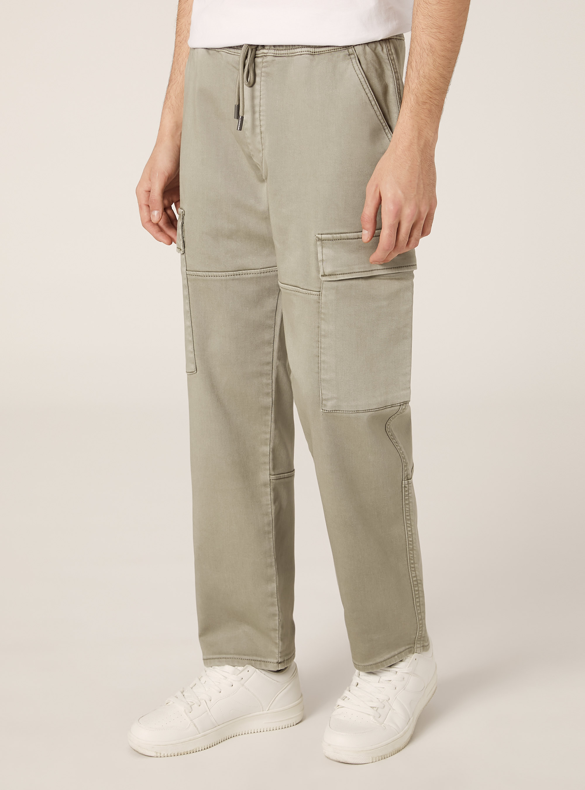 Cargo trousers with elasticated waist, KY2 KAKY MEDIUM