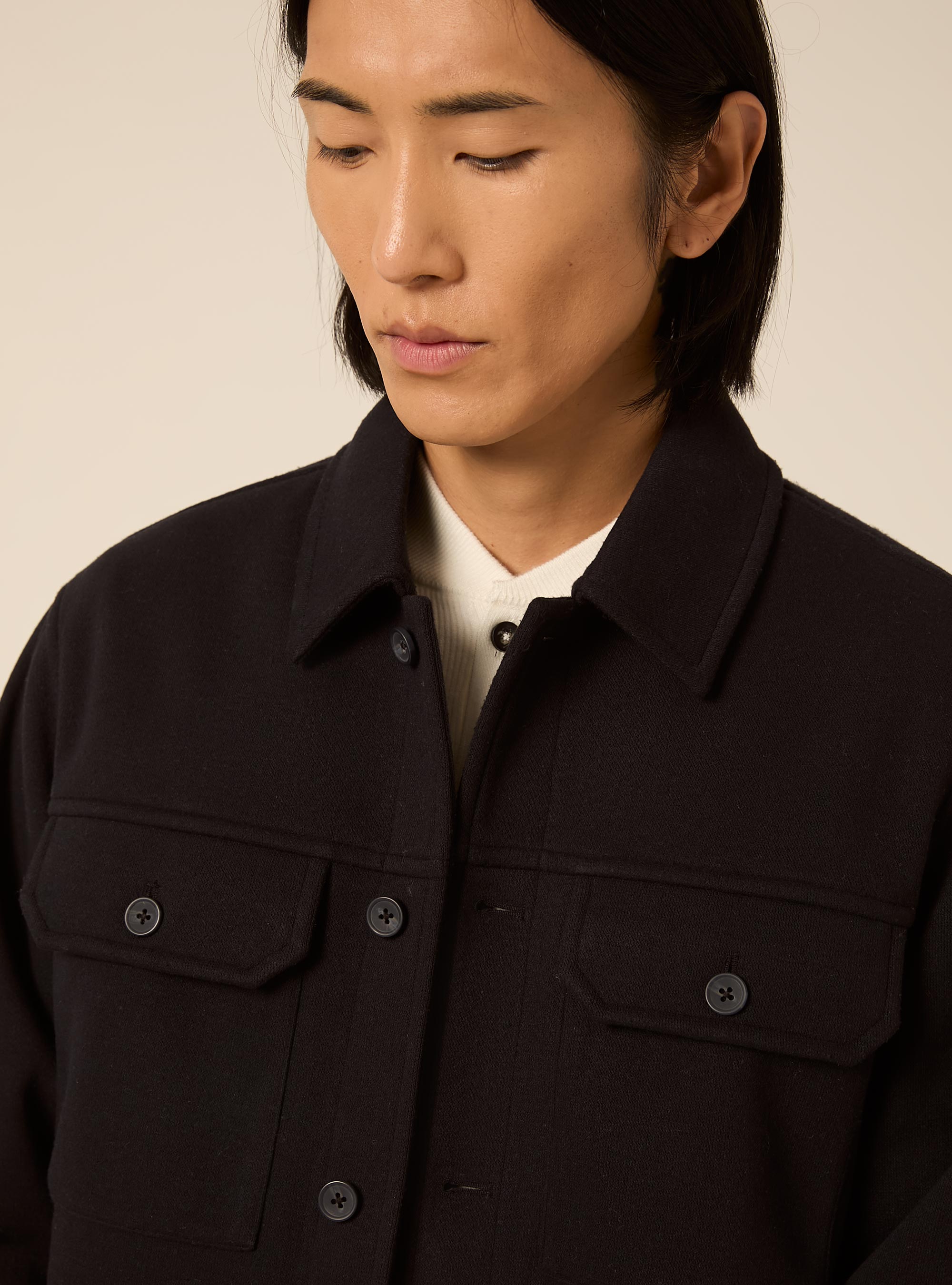 Camicia in panno con tasconi, NA1 NAVY DARK