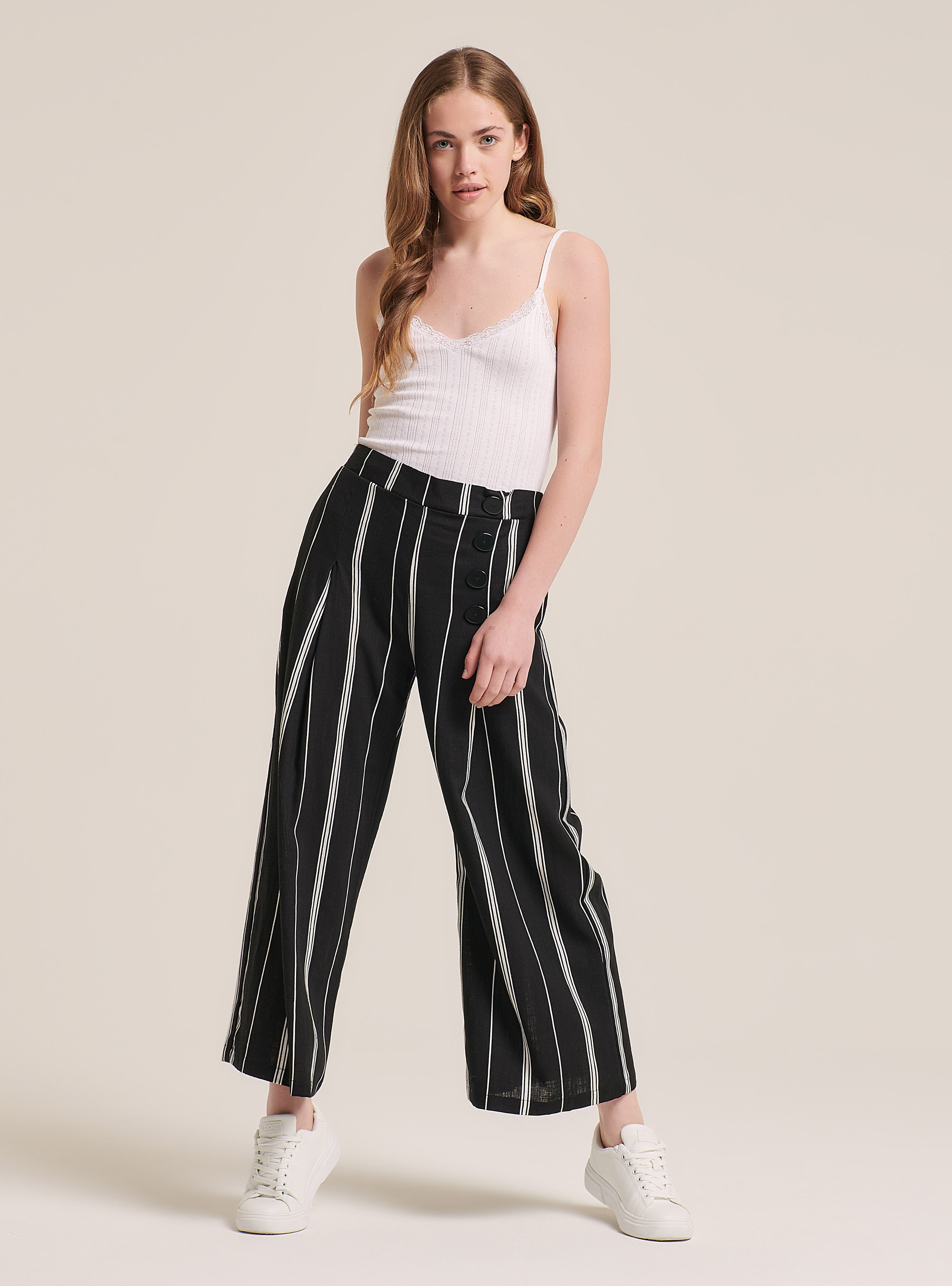 Cotton top with braces, WHITE