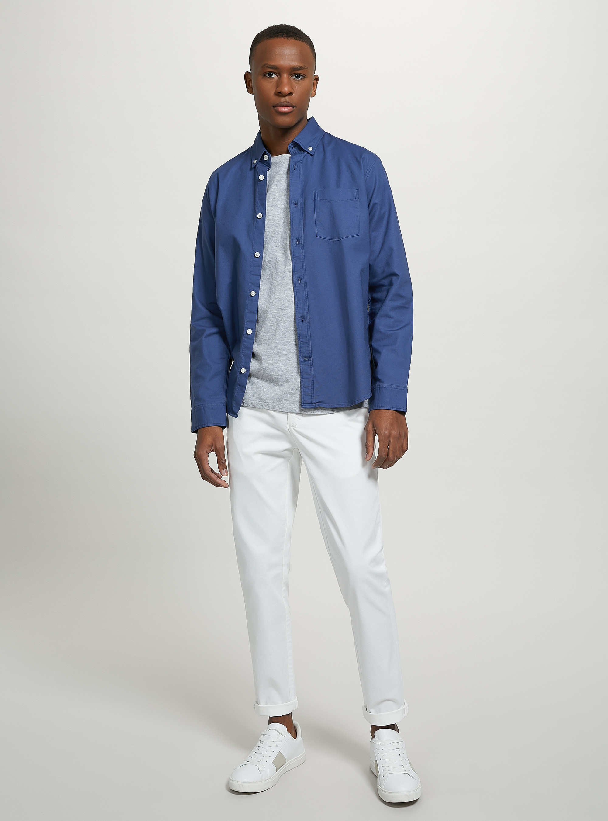 Pantalones chinos de sarga de algodón elástico, WH2 WHITE