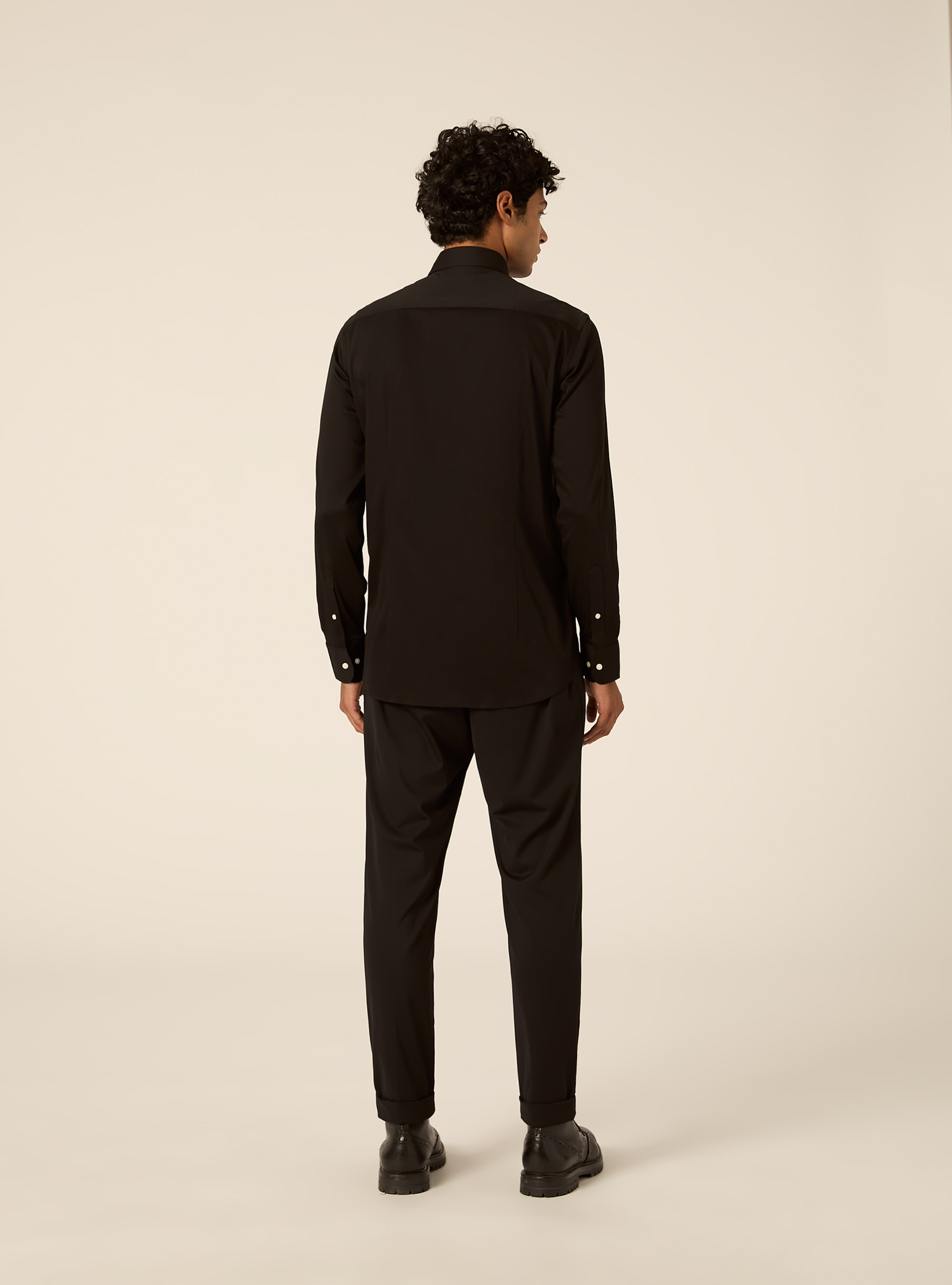 Camicia in jersey elasticizzato, BK1 BLACK