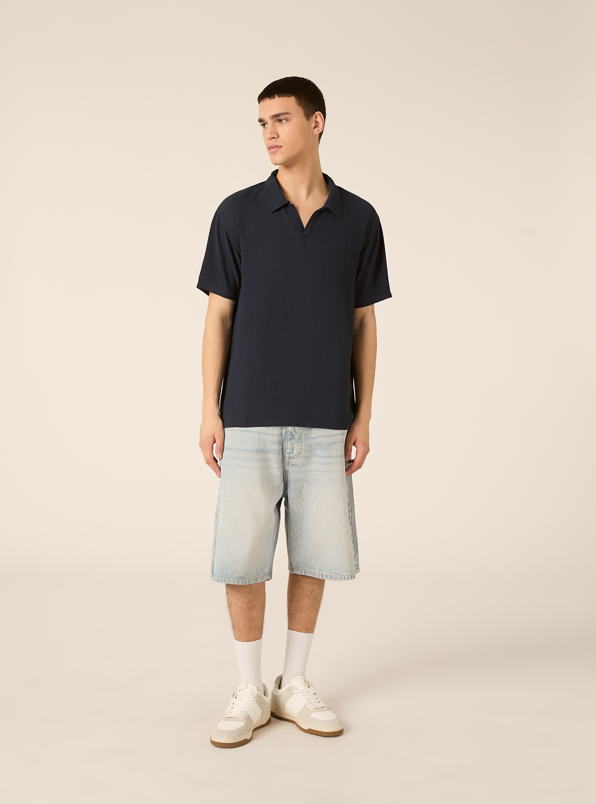 Polo basica in crepe, NA2 NAVY MEDIUM