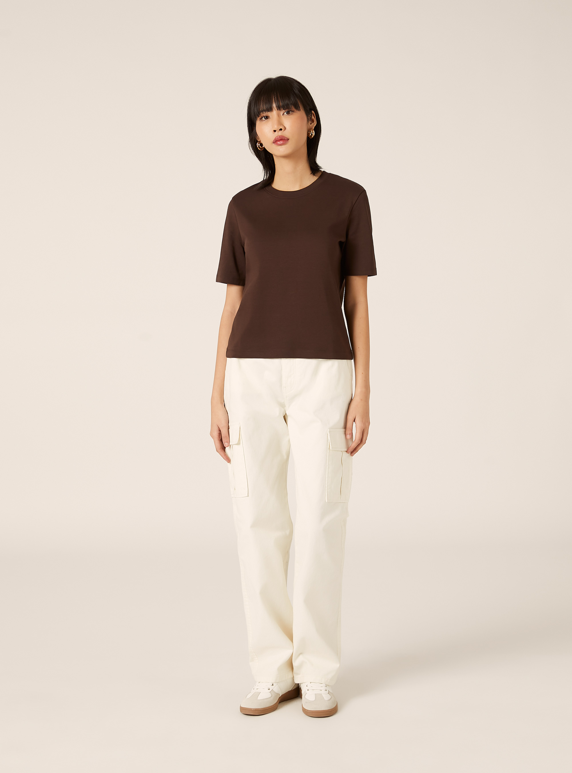 T-shirt regular in interlock, BR1 BROWN DARK