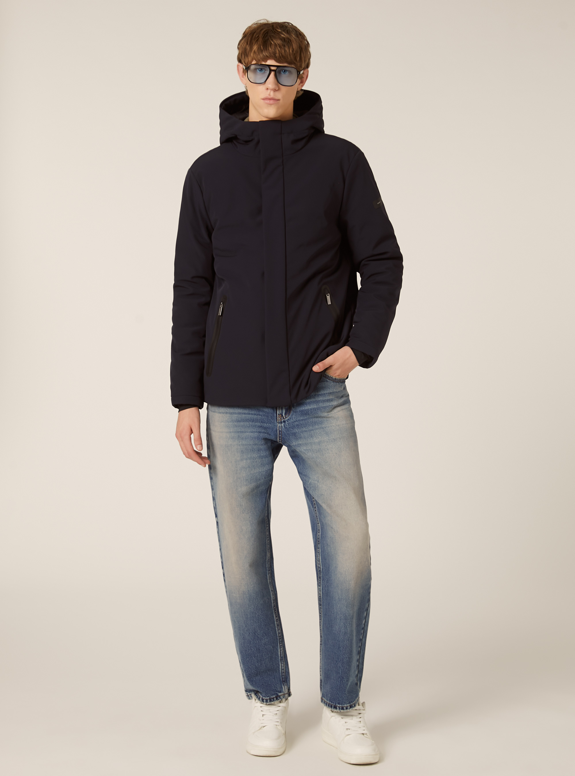 Giubbino con cappuccio e zip impermeabili, NA1 NAVY DARK