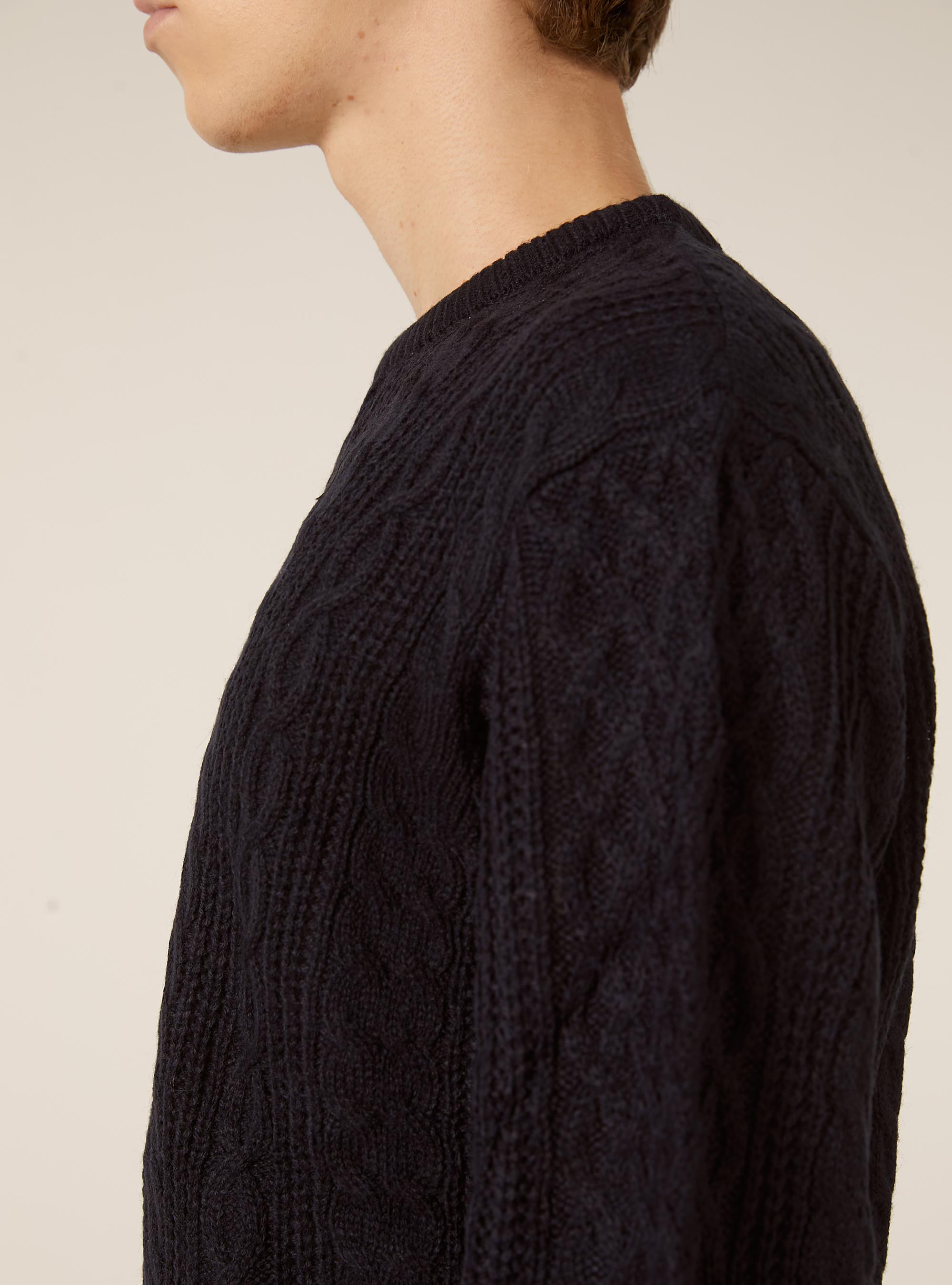 Crew-neck pullover with braids, BLUE NAVY