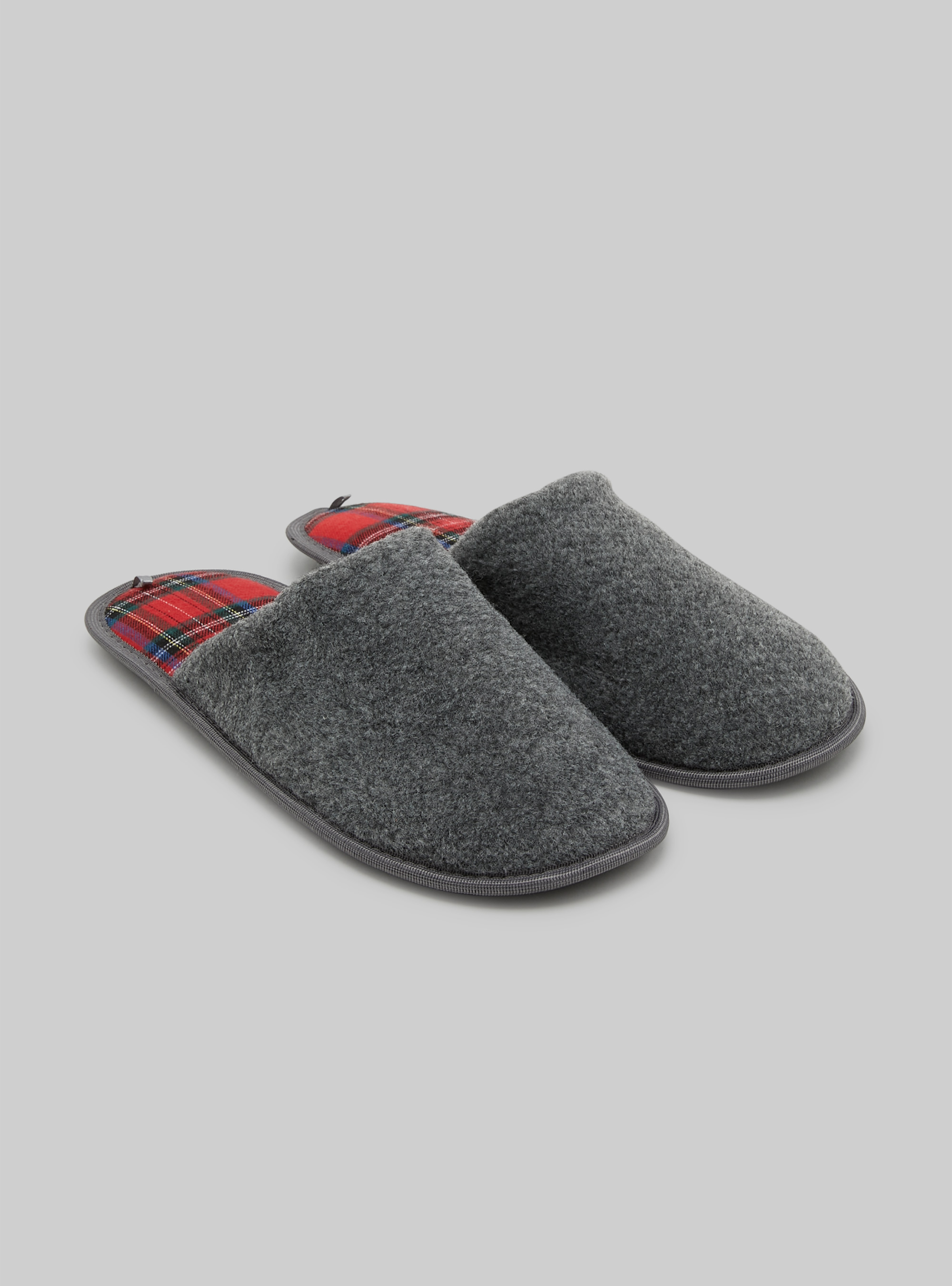 Slippers with tartan lining, RED
