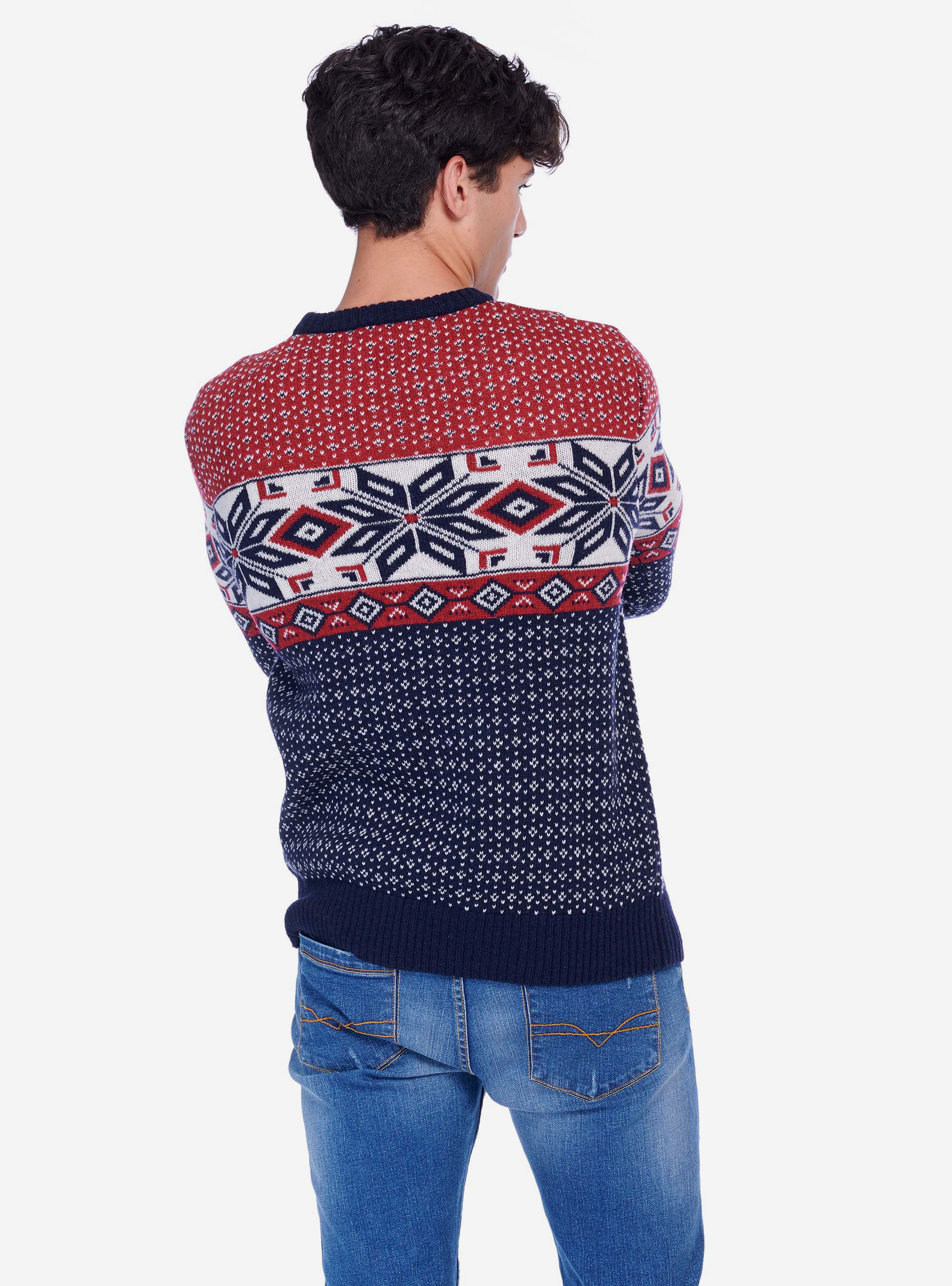 CHRISMAST JACQUARD PULLOVER, BLUE NAVY