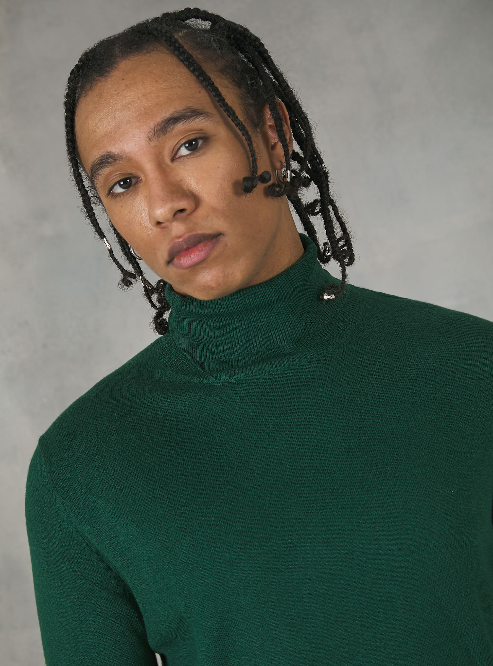 Pullover morbido a collo alto, GN1 GREEN DARK