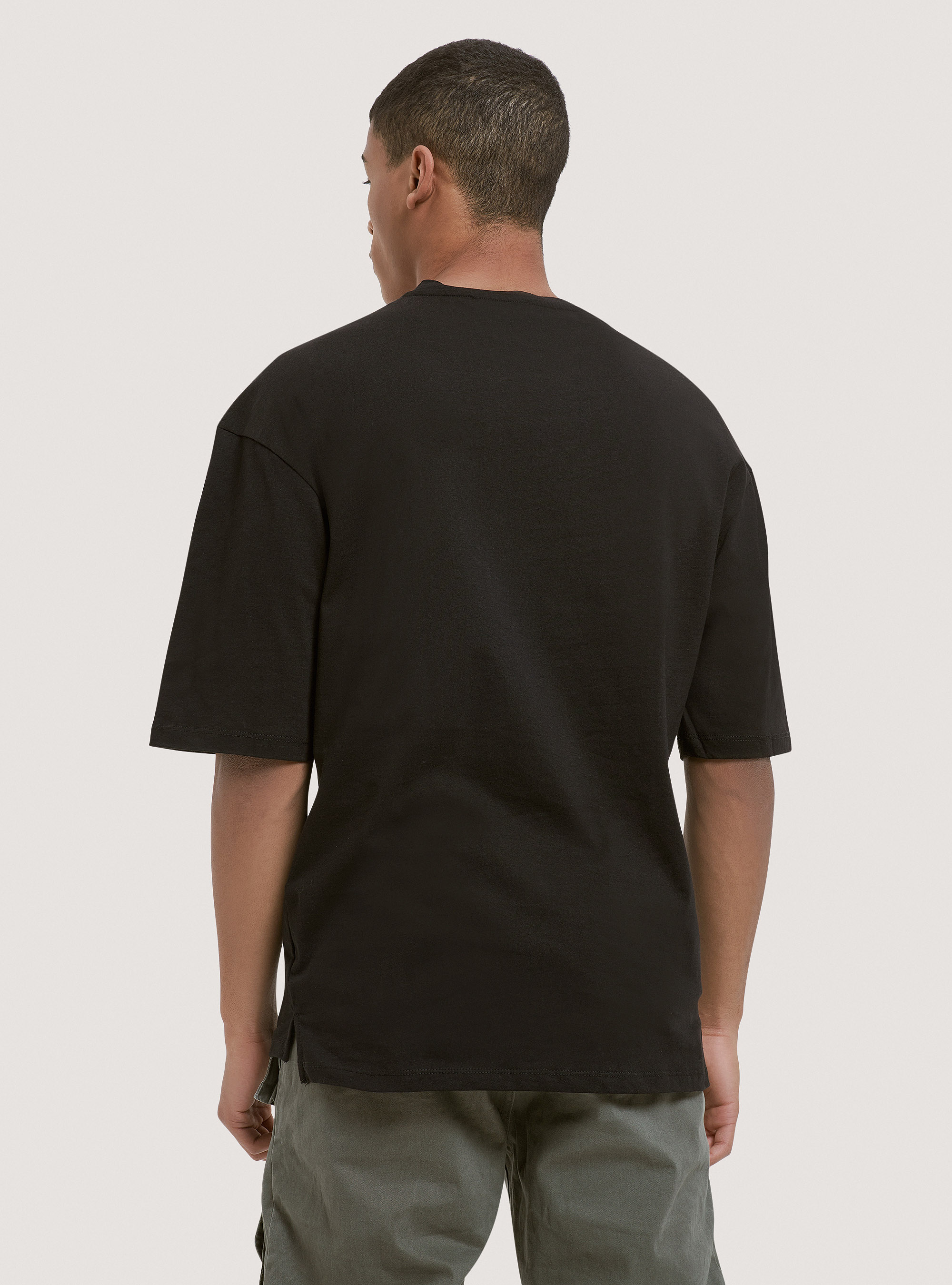 Oversized cotton T-shirt, BLACK