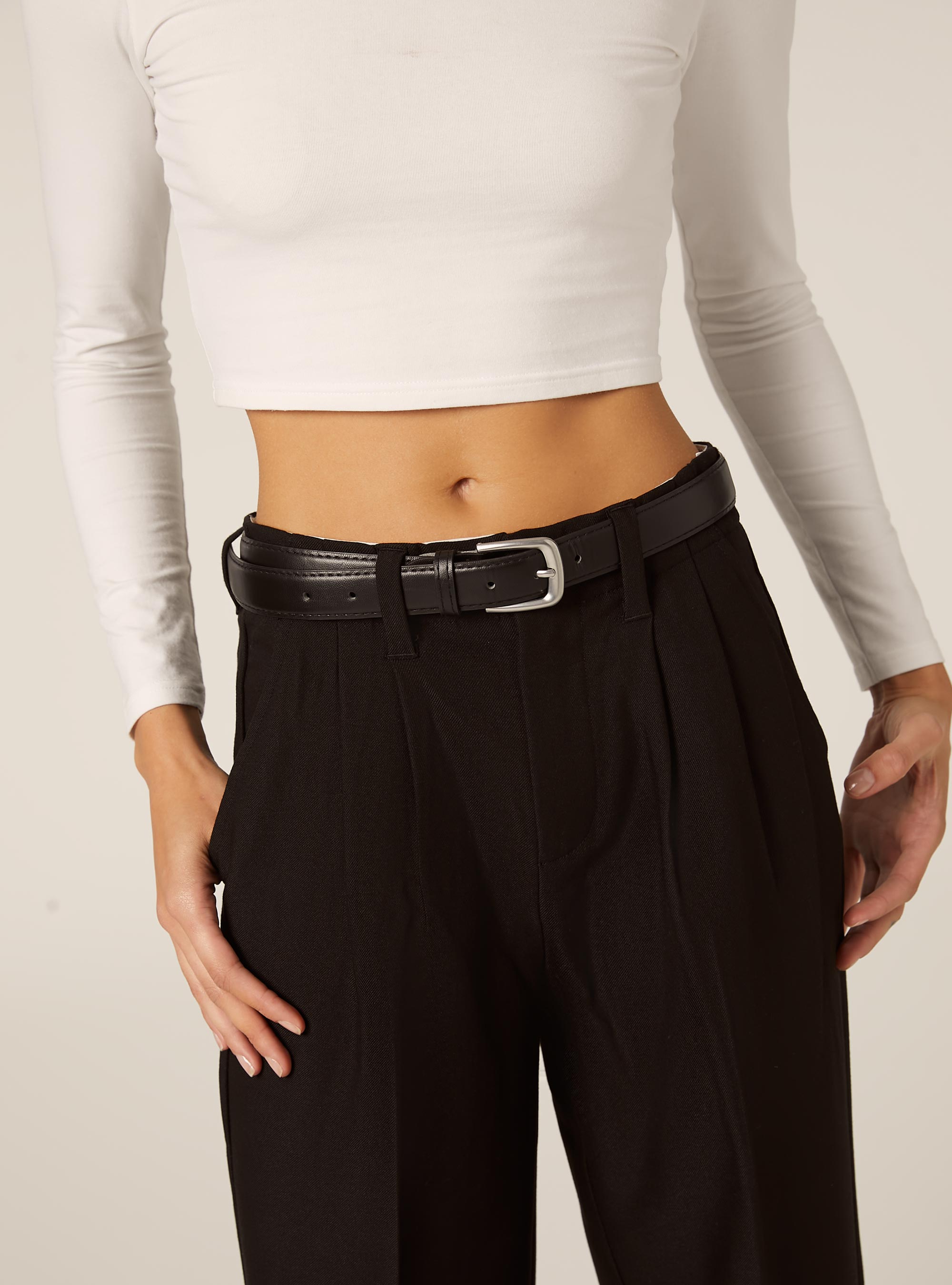 Tailored trousers with belt, BK1 BLACK