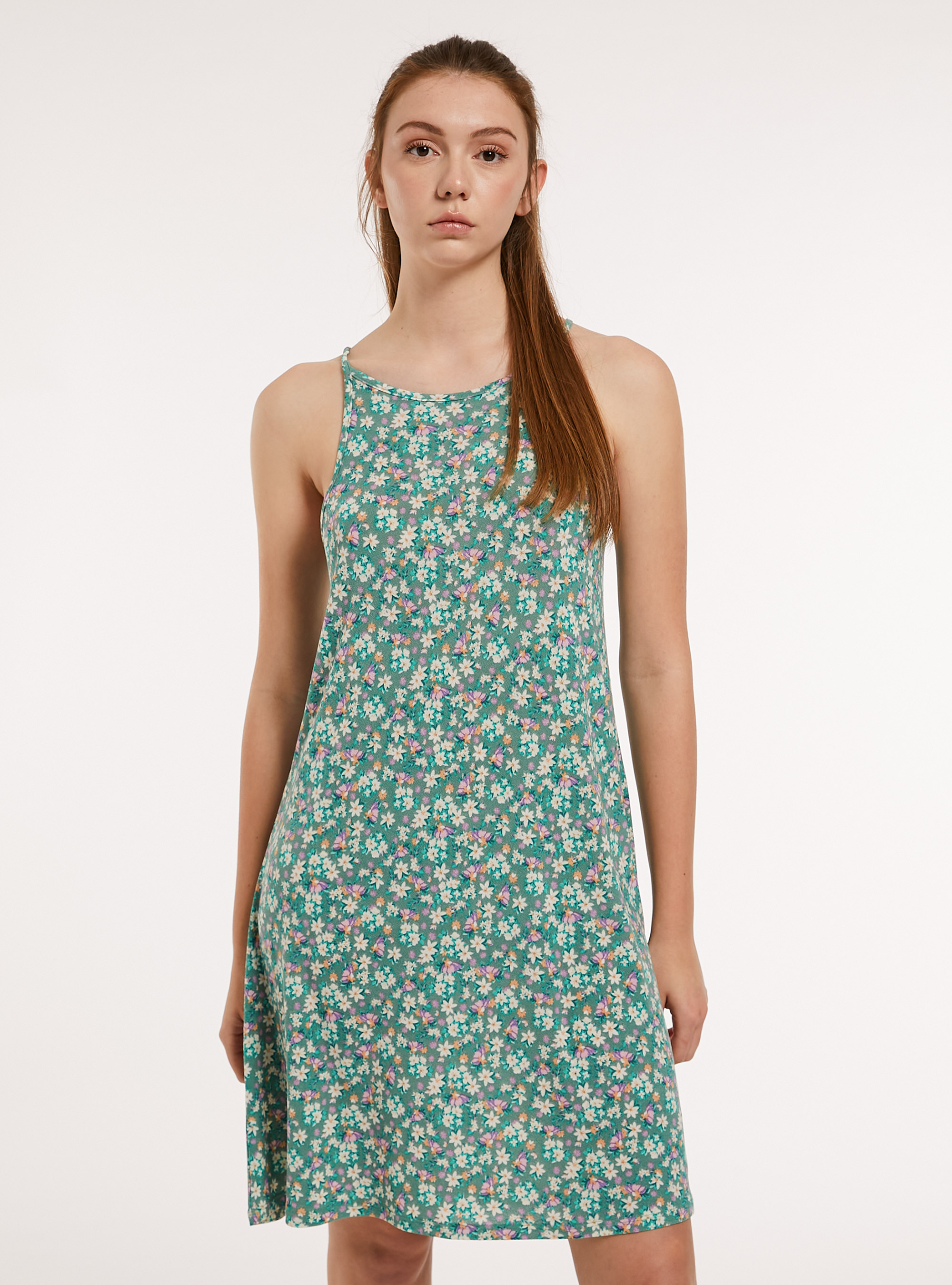 Abito corto fantasia, GN1 GREEN DARK