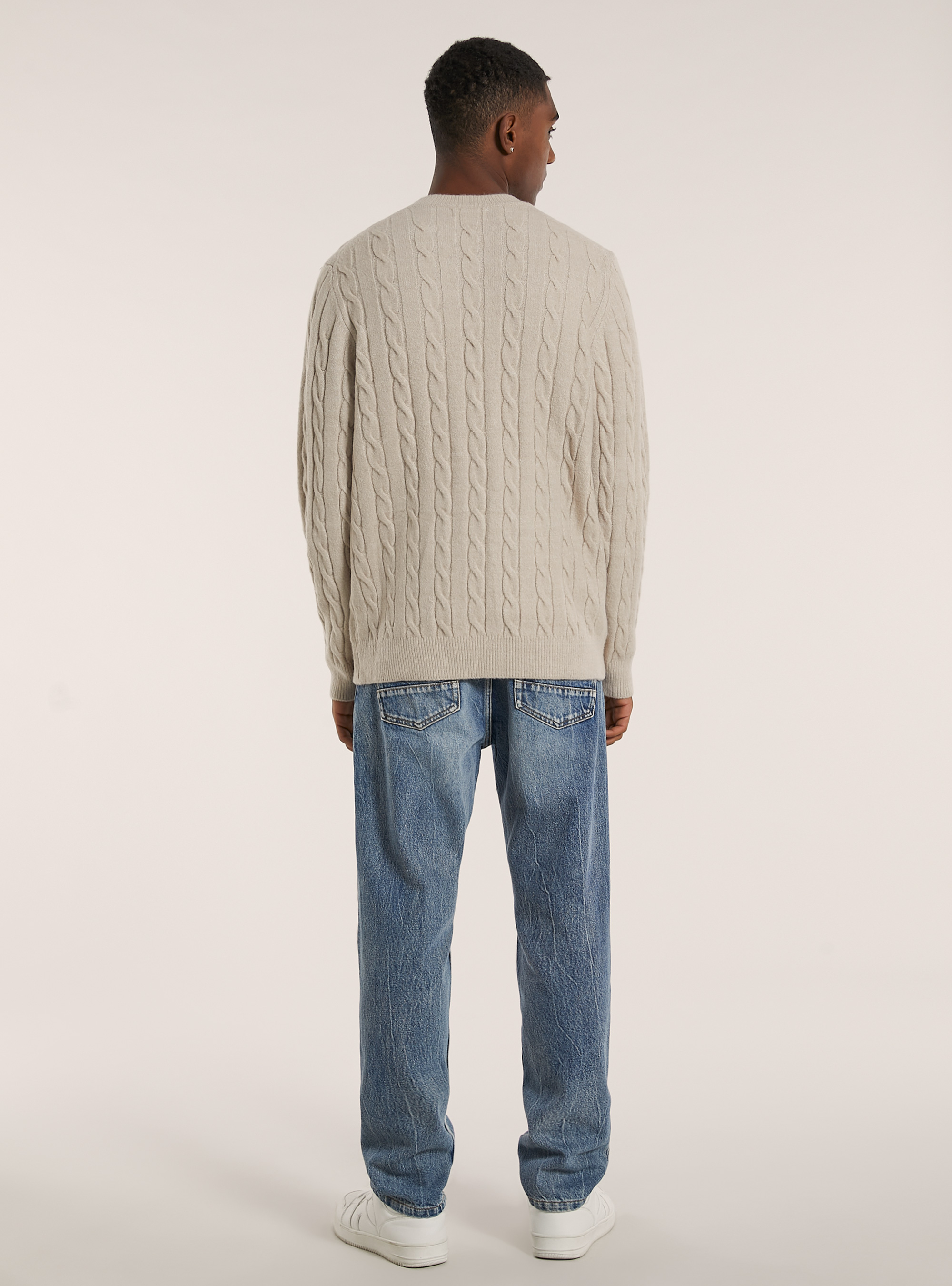 Pullover morbido a trecce, MBG2 BEIGE MEL MED