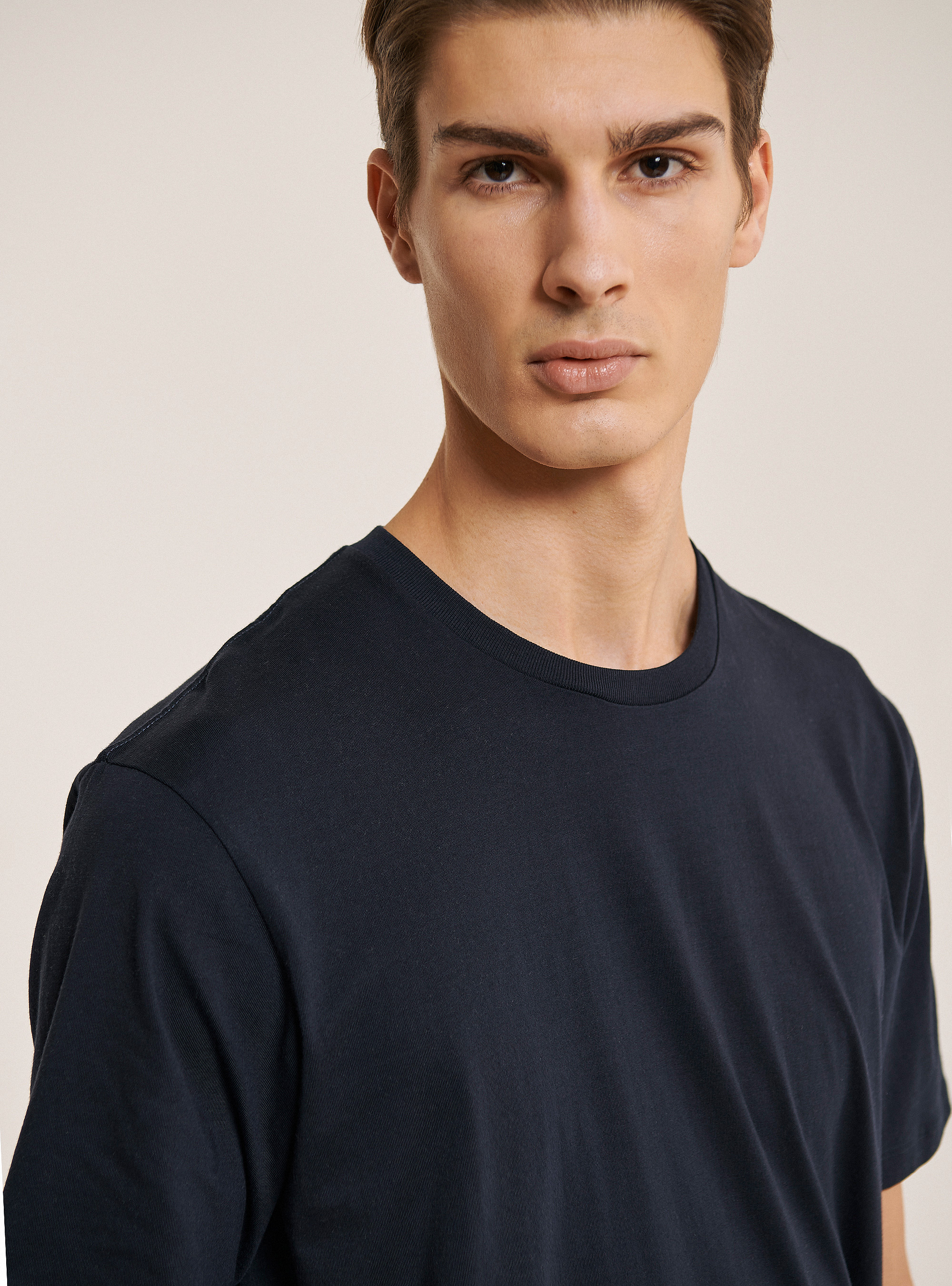 Cotton basic T-shirt, BLUE