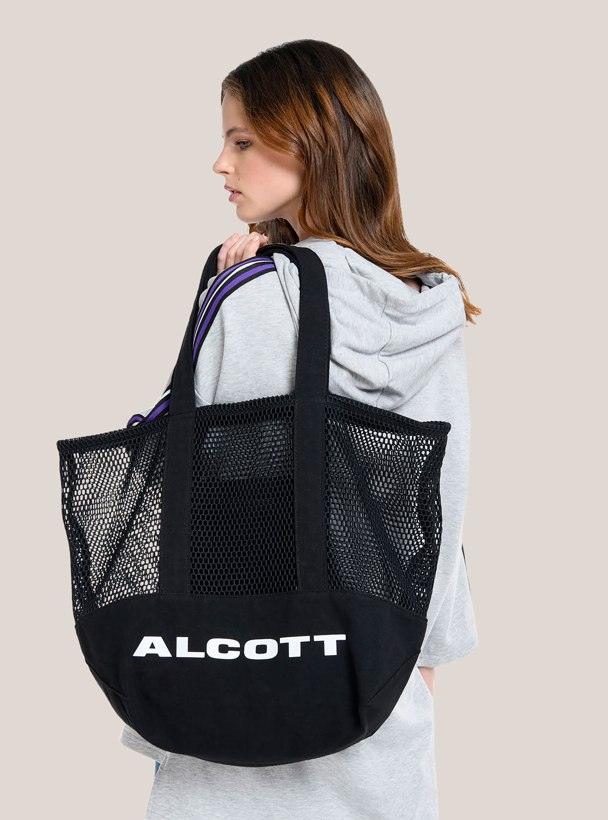 SHOPPER MIT NETZMUSTER, C101 BLACK