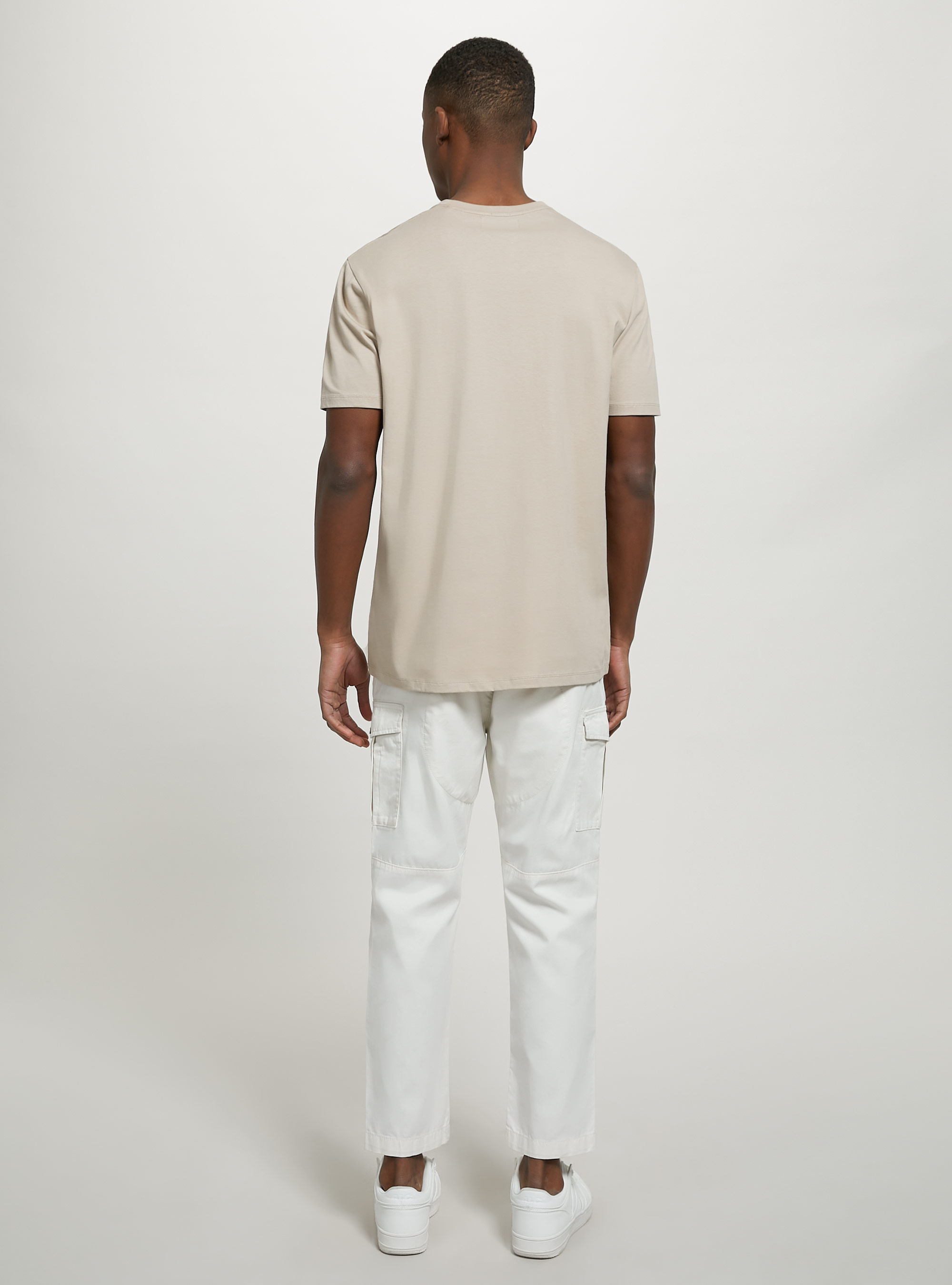 T-shirt en coton &agrave; col ras du cou, BG2 BEIGE MEDIUM