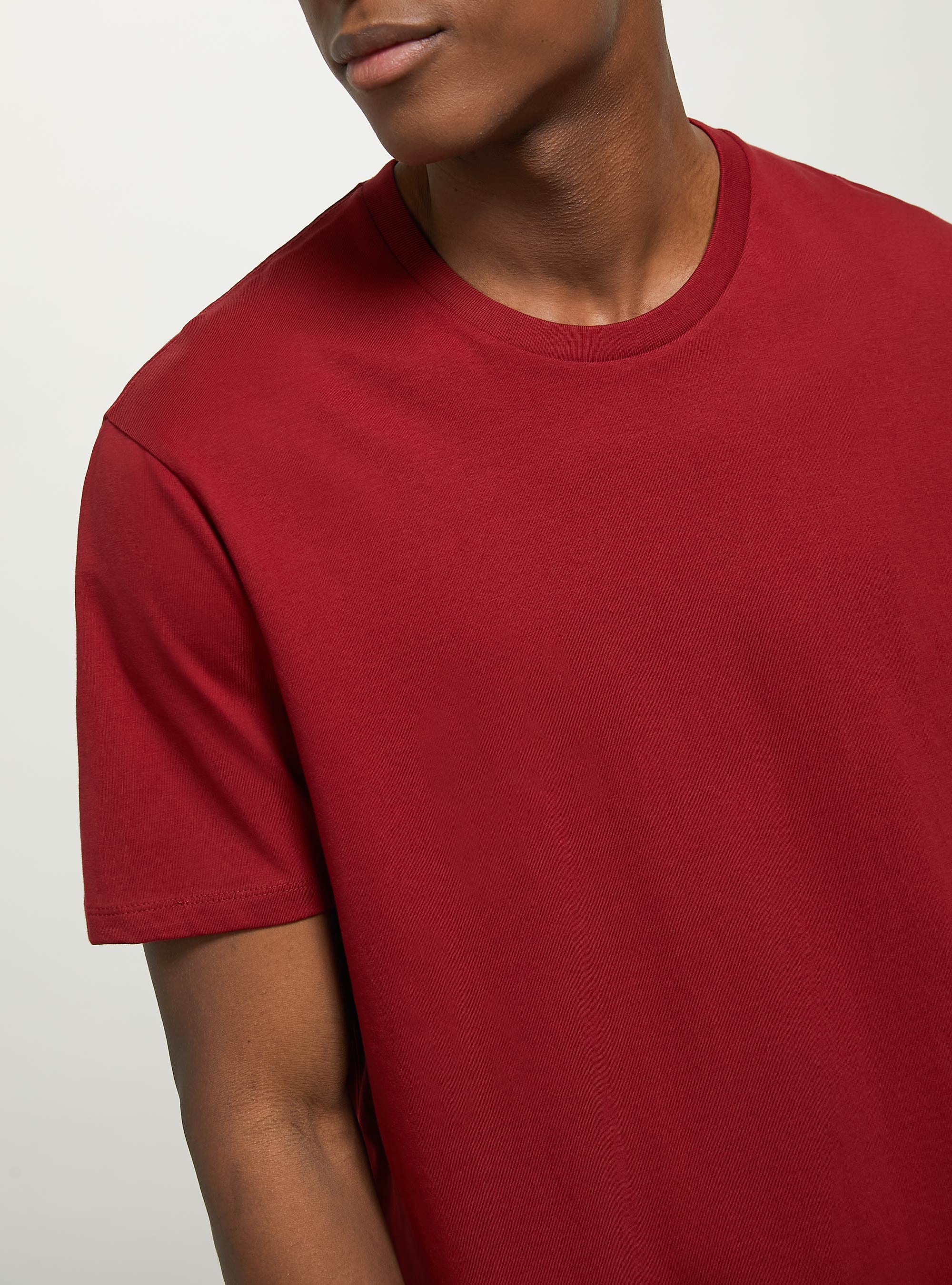 Camiseta de algod&oacute;n con cuello redondo, BO2 BORDEAUX MEDIUM
