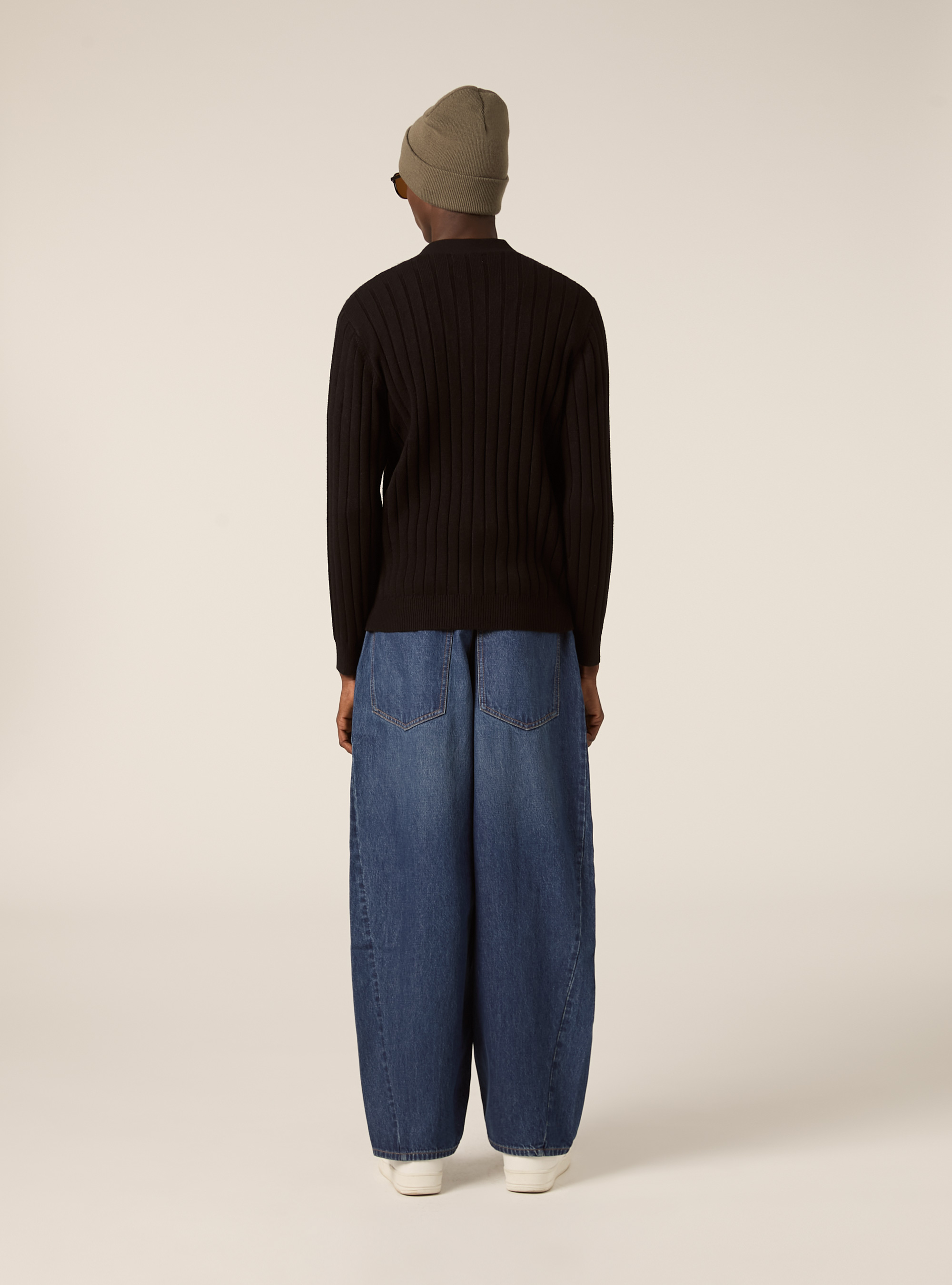 Cardigan  in rib, BK1 BLACK