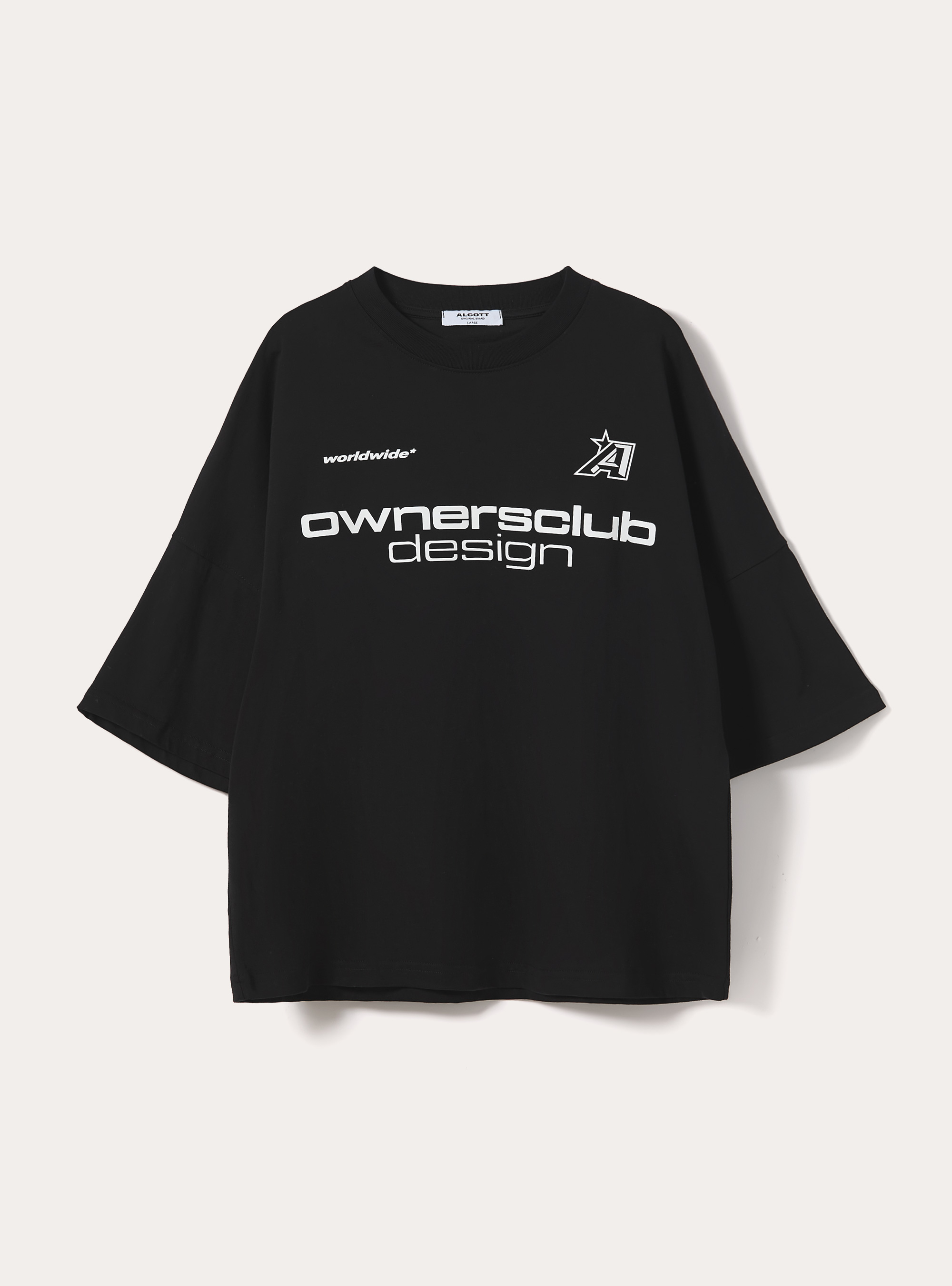 T- shirt base boxy con stampa, BK1 BLACK