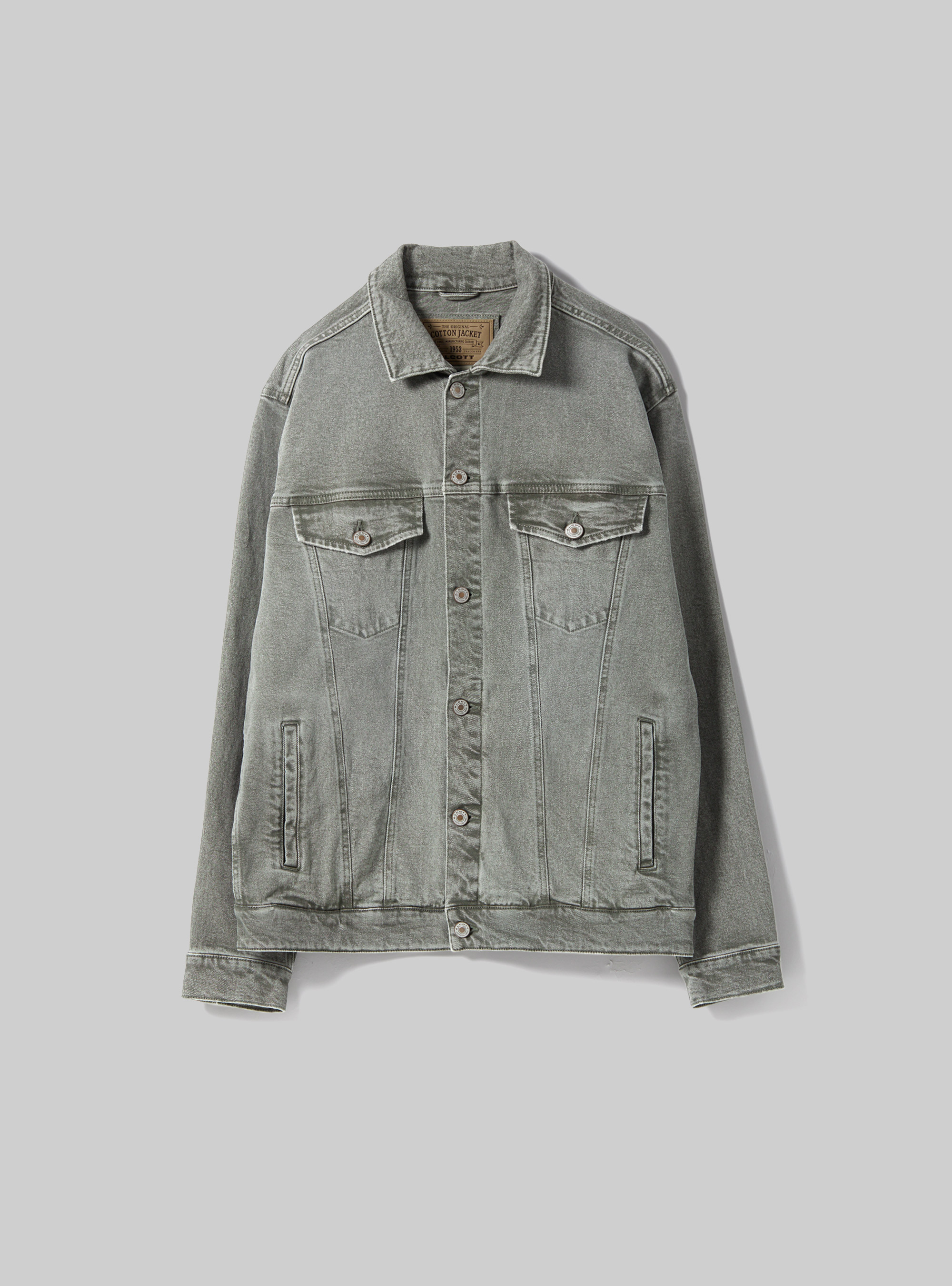 Giubbotto denim in twill stretch, KAKI