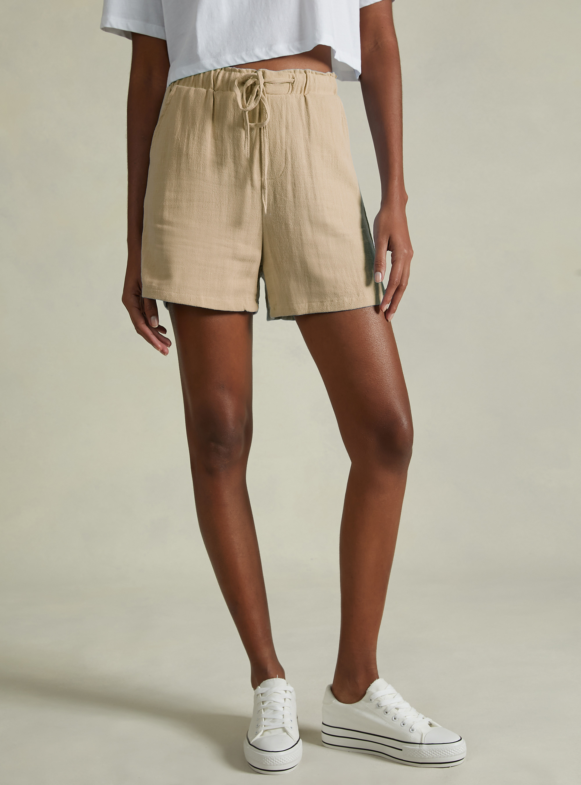 Shorts in soft crepe, BG2 BEIGE MEDIUM