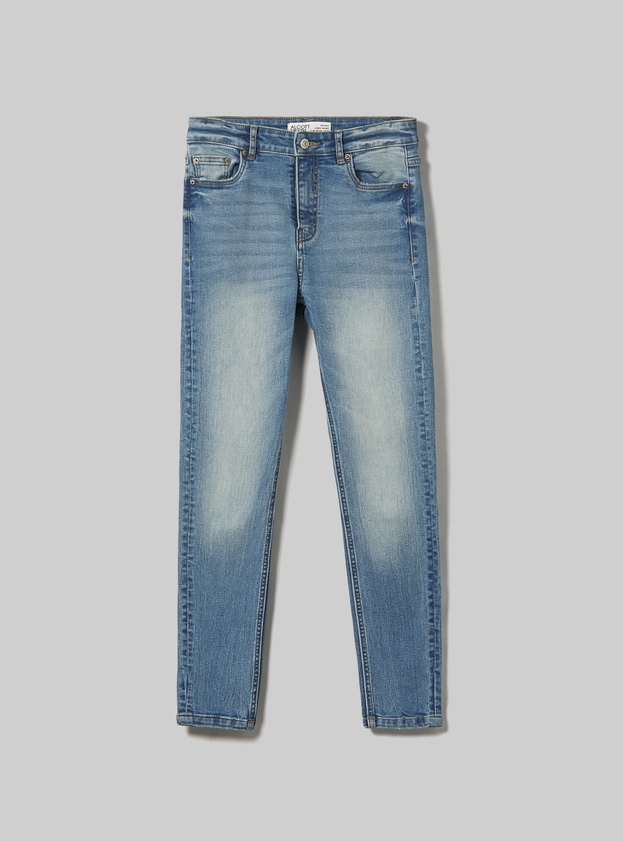 Jean super skinny &agrave; taille haute, D006 AZURE