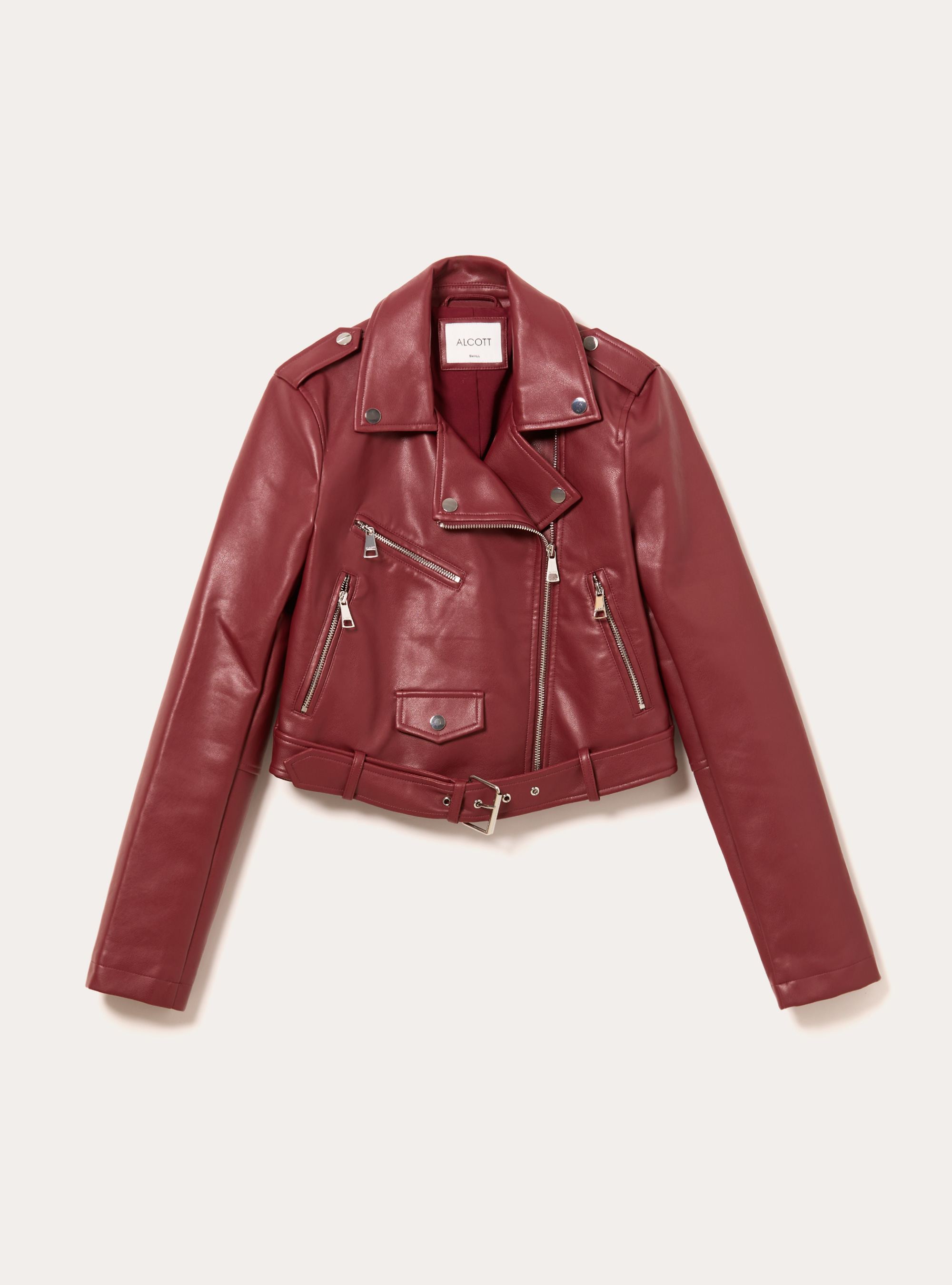 Giubbotto biker effetto pelle, BO1 BORDEAUX DARK